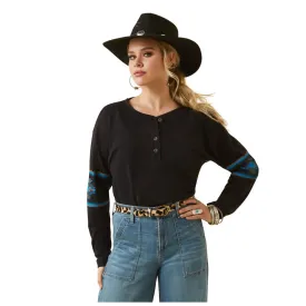 10046444 Ariat Women's Relaxed Henley Top - Washed Black