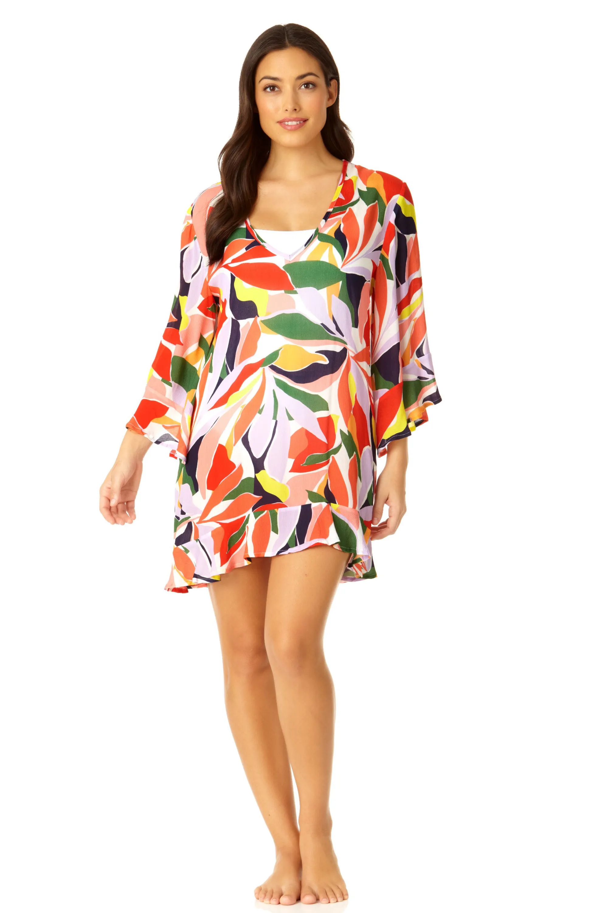 Anne Cole - Women's Flounce V Neck Tunic Swimsuit Cover Up