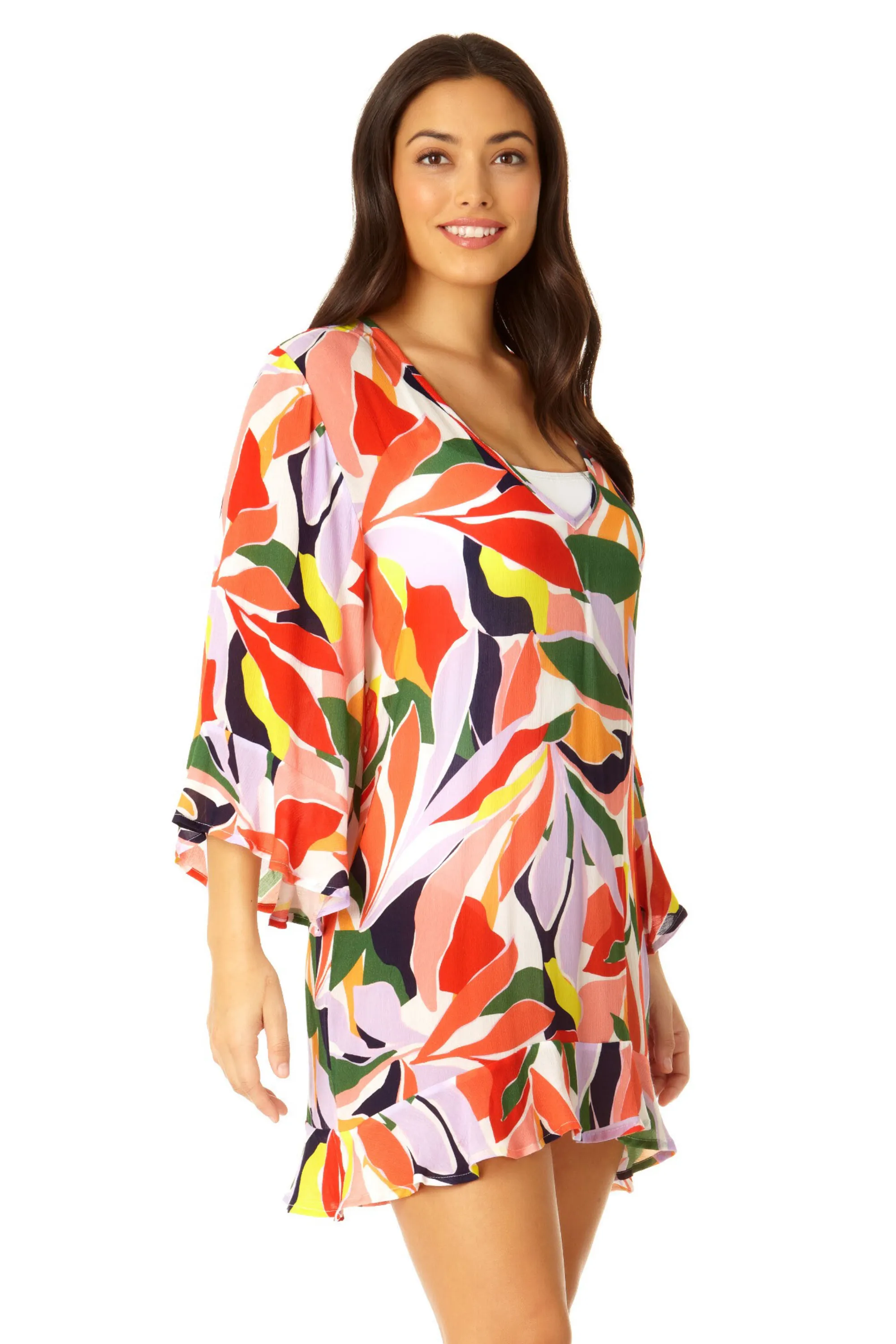Anne Cole - Women's Flounce V Neck Tunic Swimsuit Cover Up