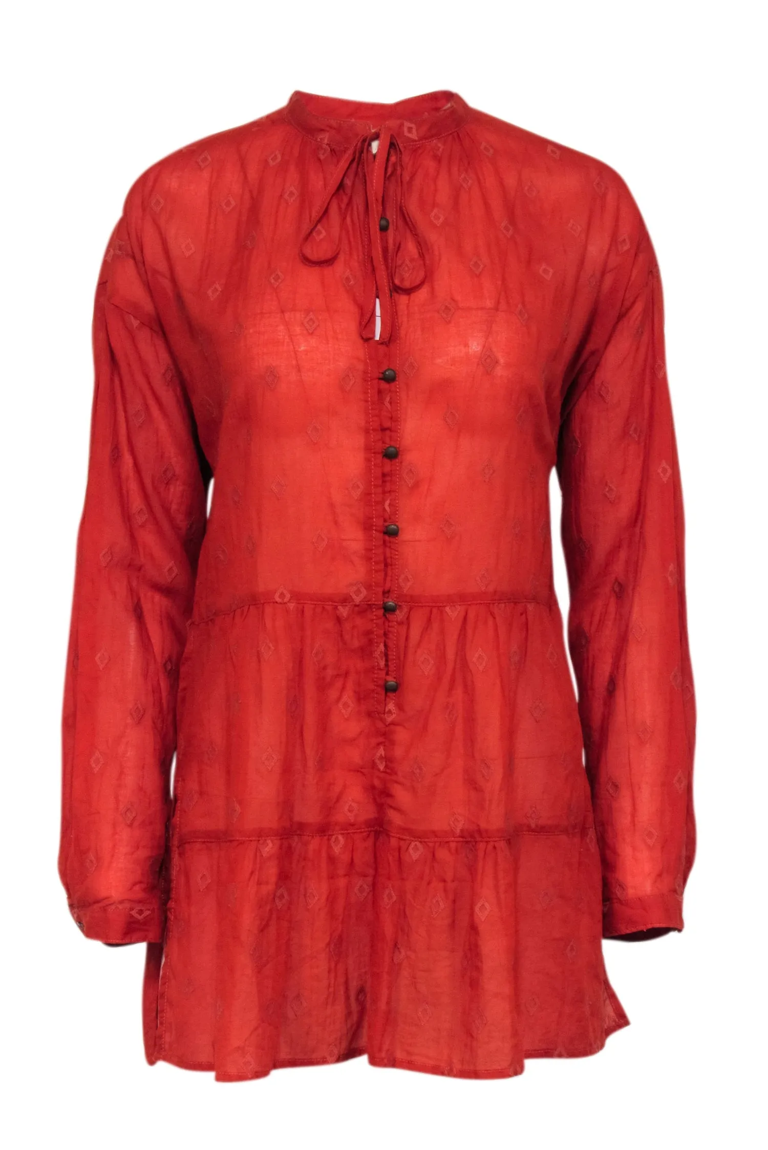 Anthropologie x Pilcro - Orange Cotton Embroidered Tunic Sz S