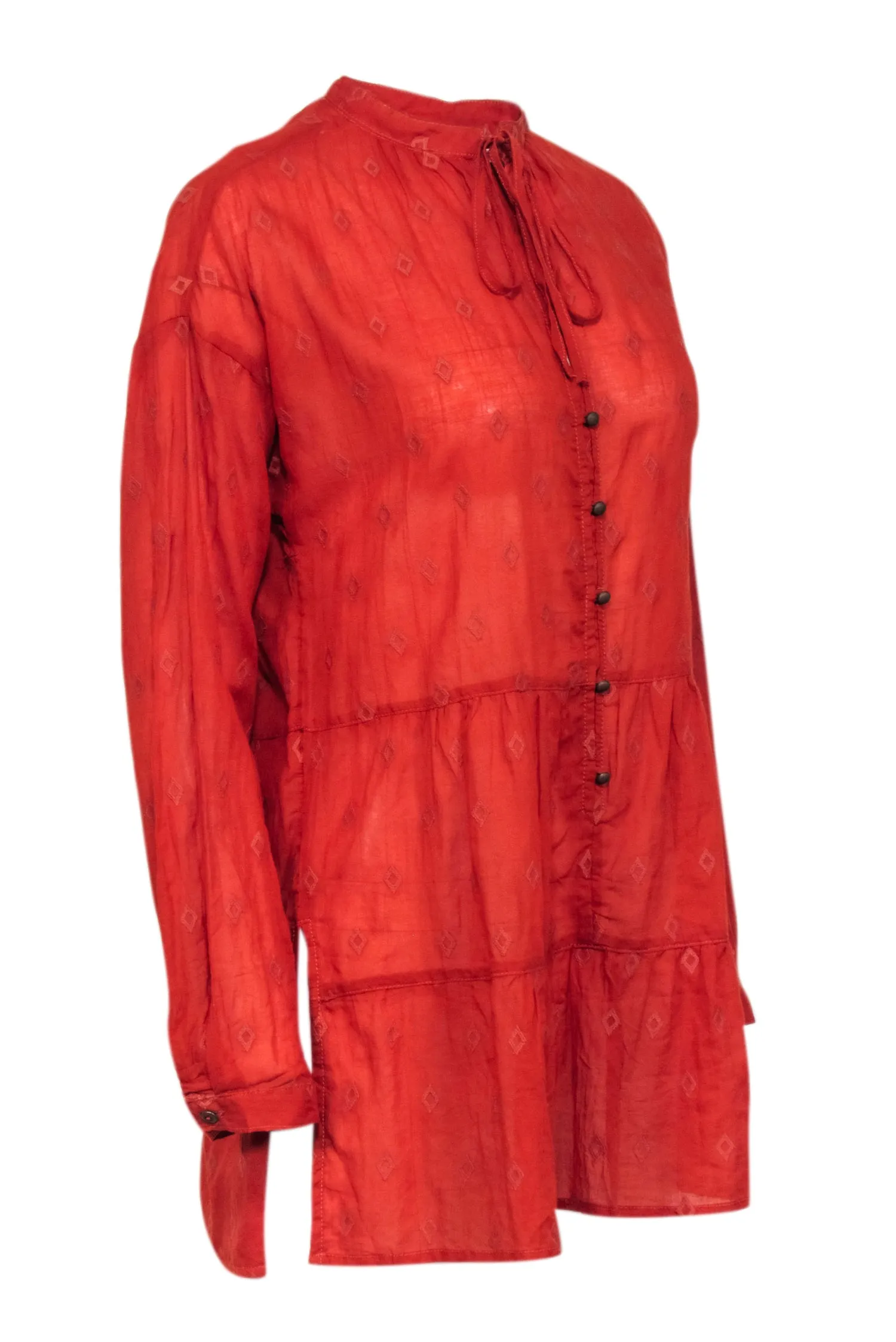 Anthropologie x Pilcro - Orange Cotton Embroidered Tunic Sz S