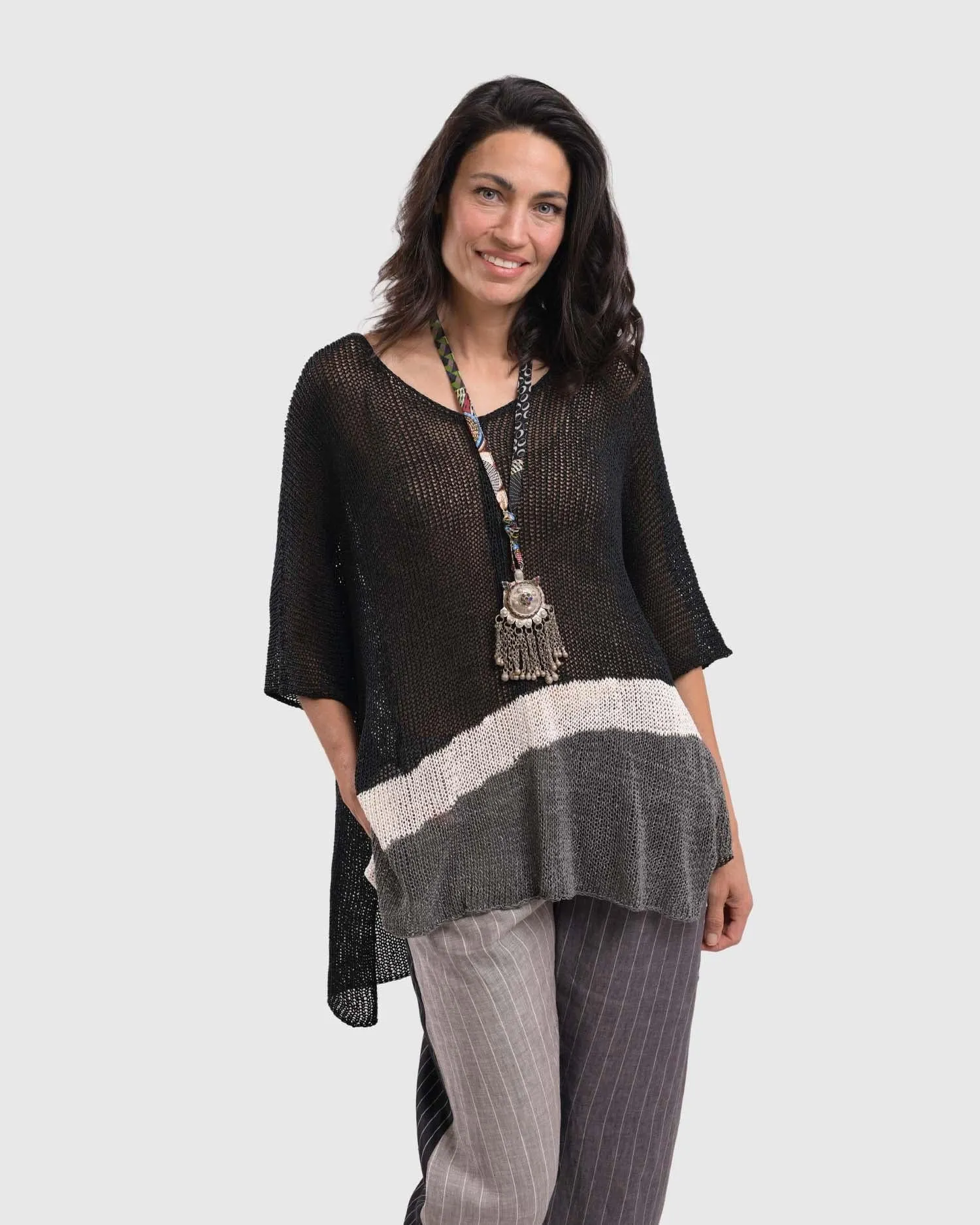 Arc Tunic Sweater, Black