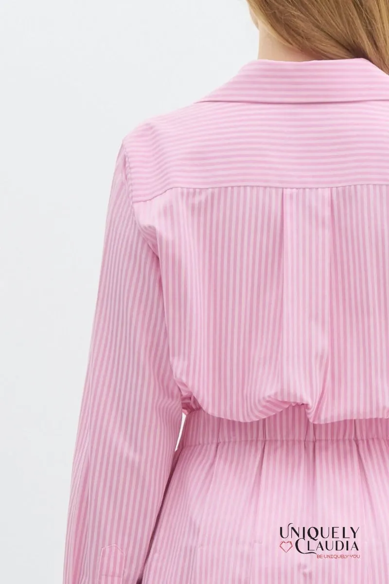 Ashley Striped Pleated A-line Mini Dress