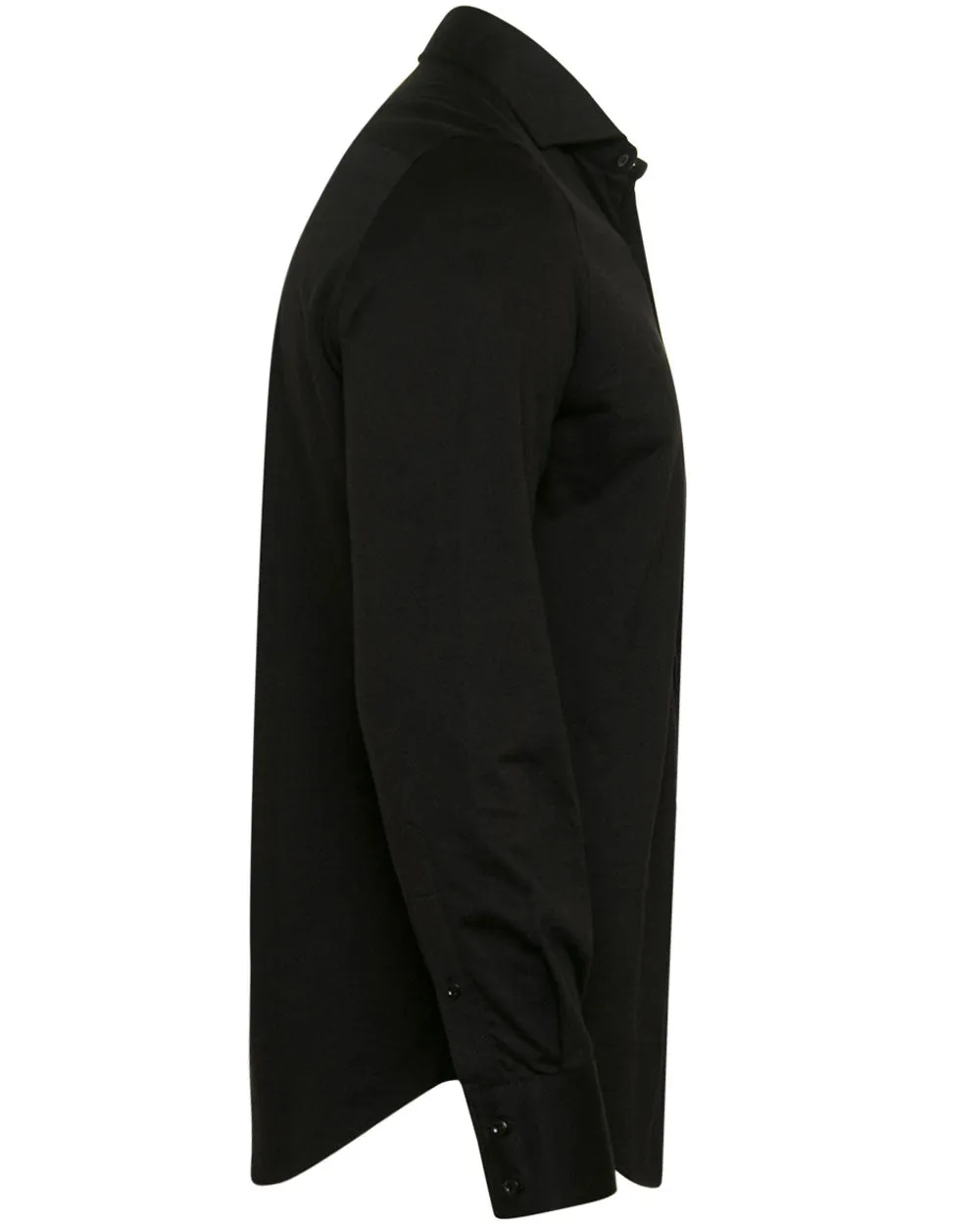Black Chambray Basic Fit Jersey Shirt