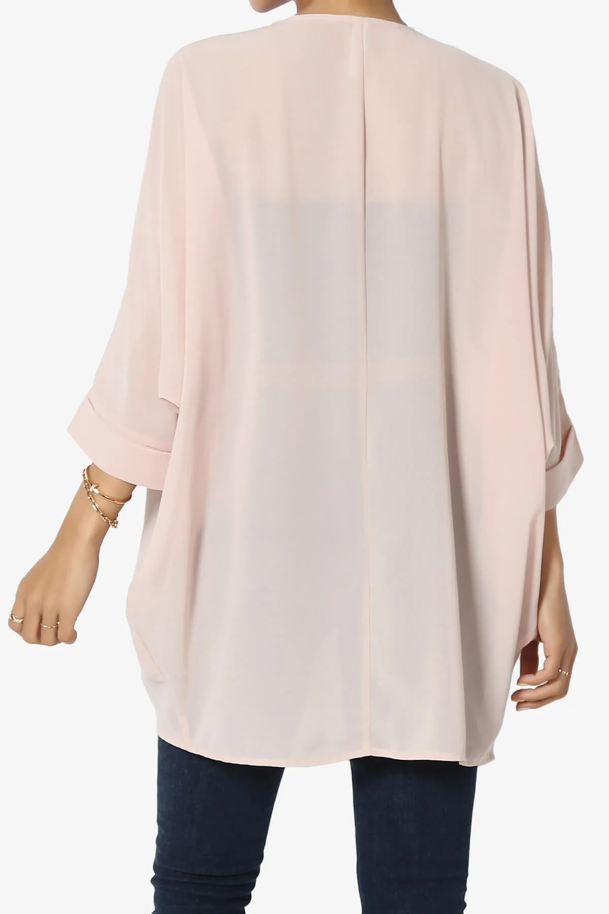 Blivia Pleated Kimono Chiffon Cardigan PLUS