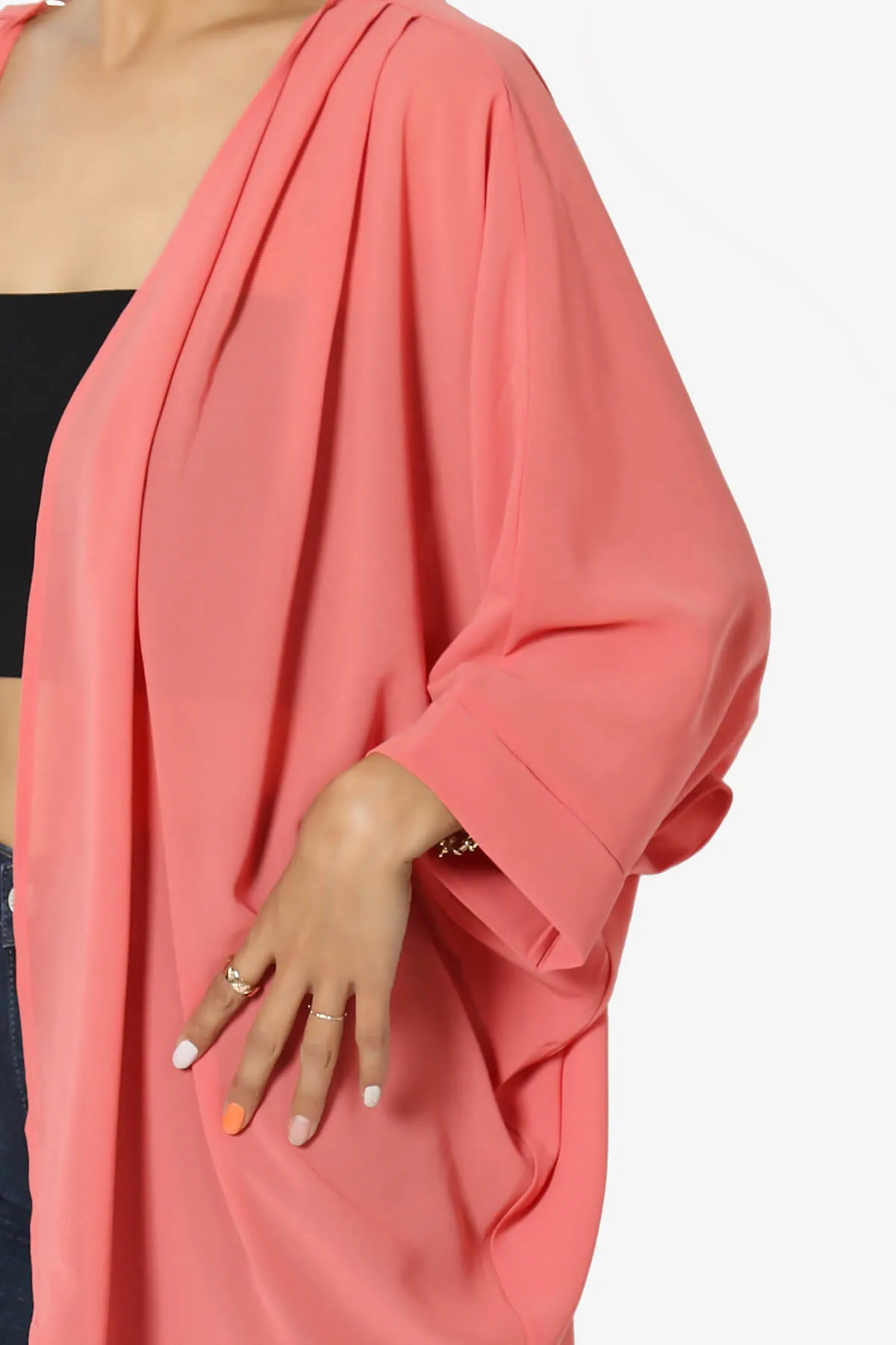 Blivia Pleated Kimono Chiffon Cardigan PLUS