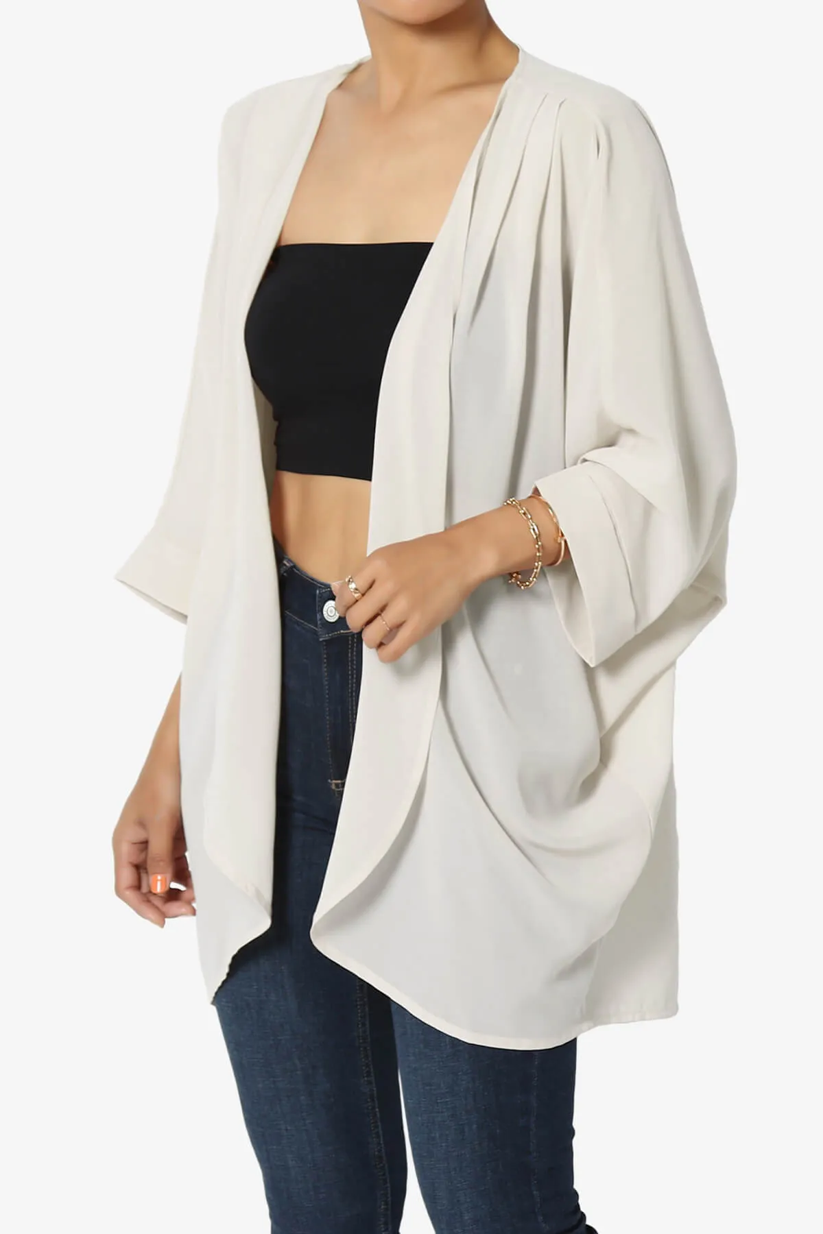 Blivia Pleated Kimono Chiffon Cardigan PLUS