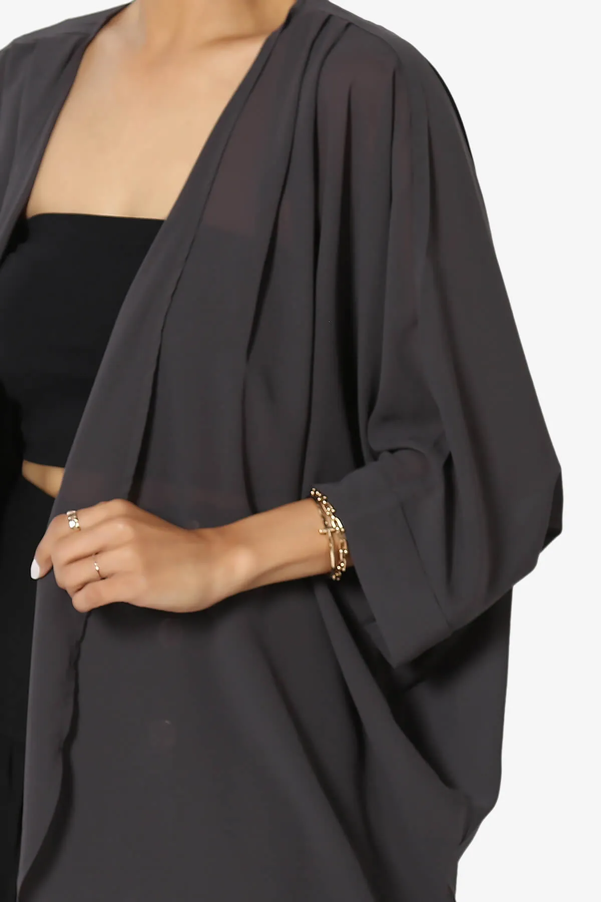 Blivia Pleated Kimono Chiffon Cardigan PLUS