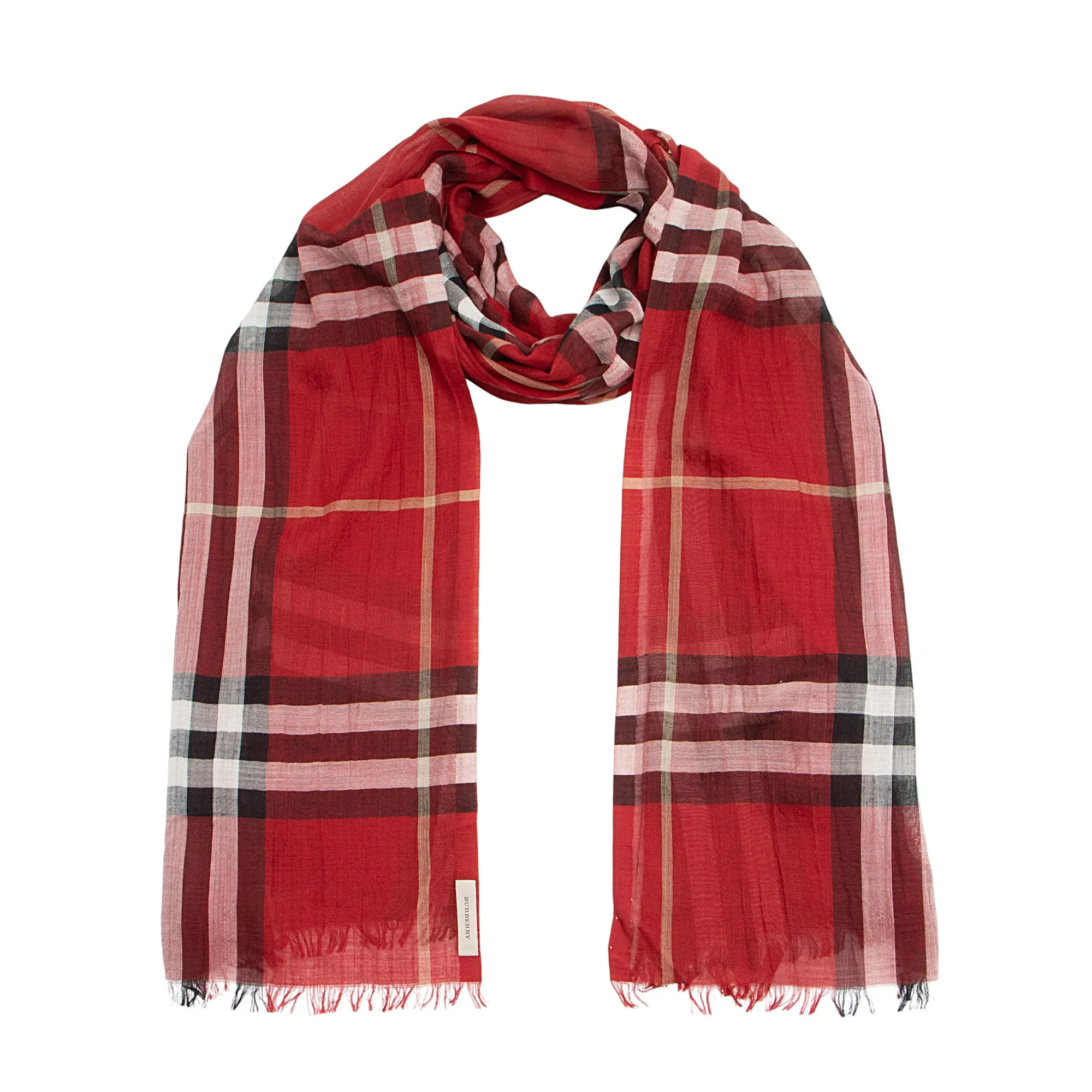 Burberry Wool Silk Lightweight Giant Check Scarf