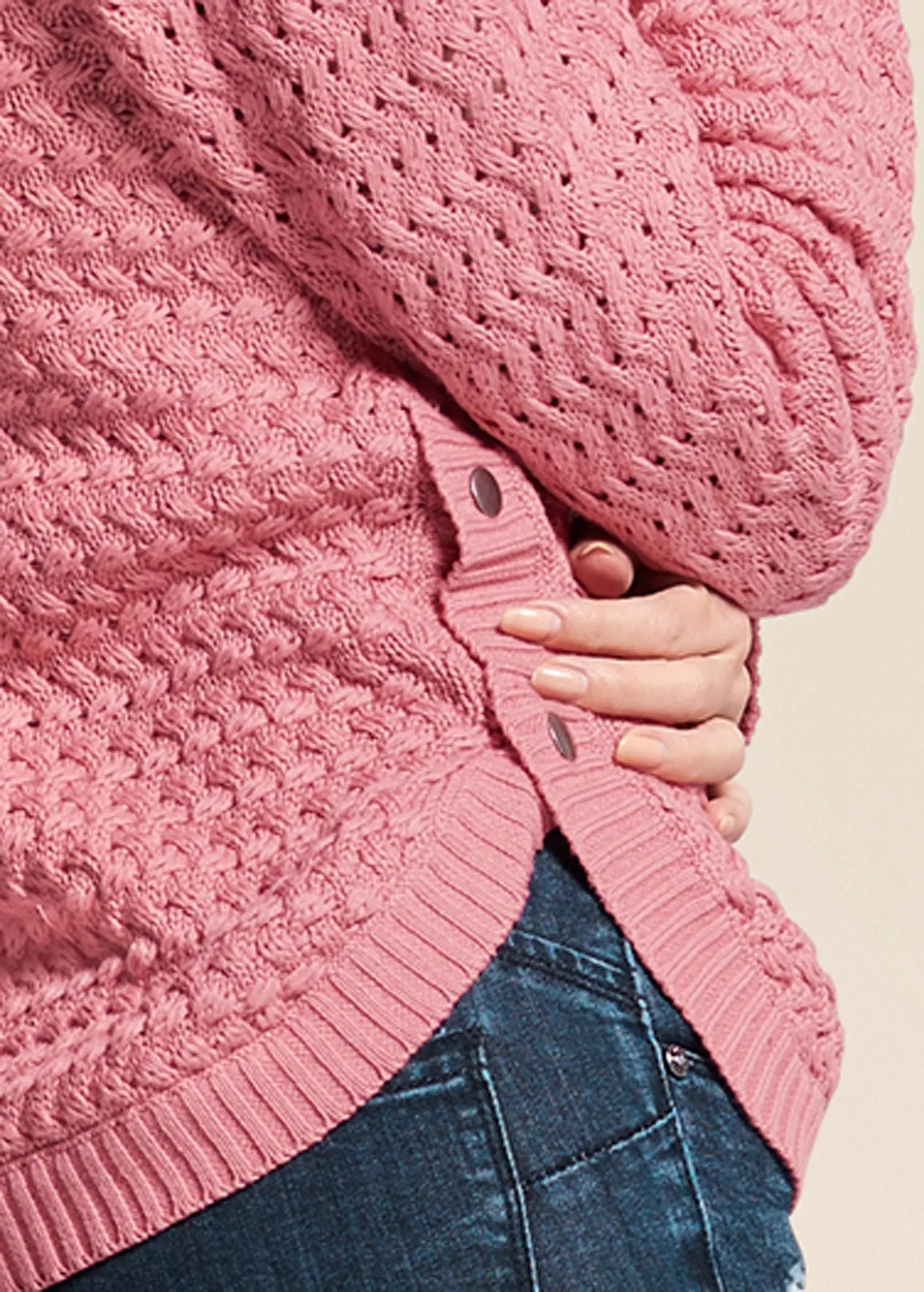 Button Detail Sweater - Pink