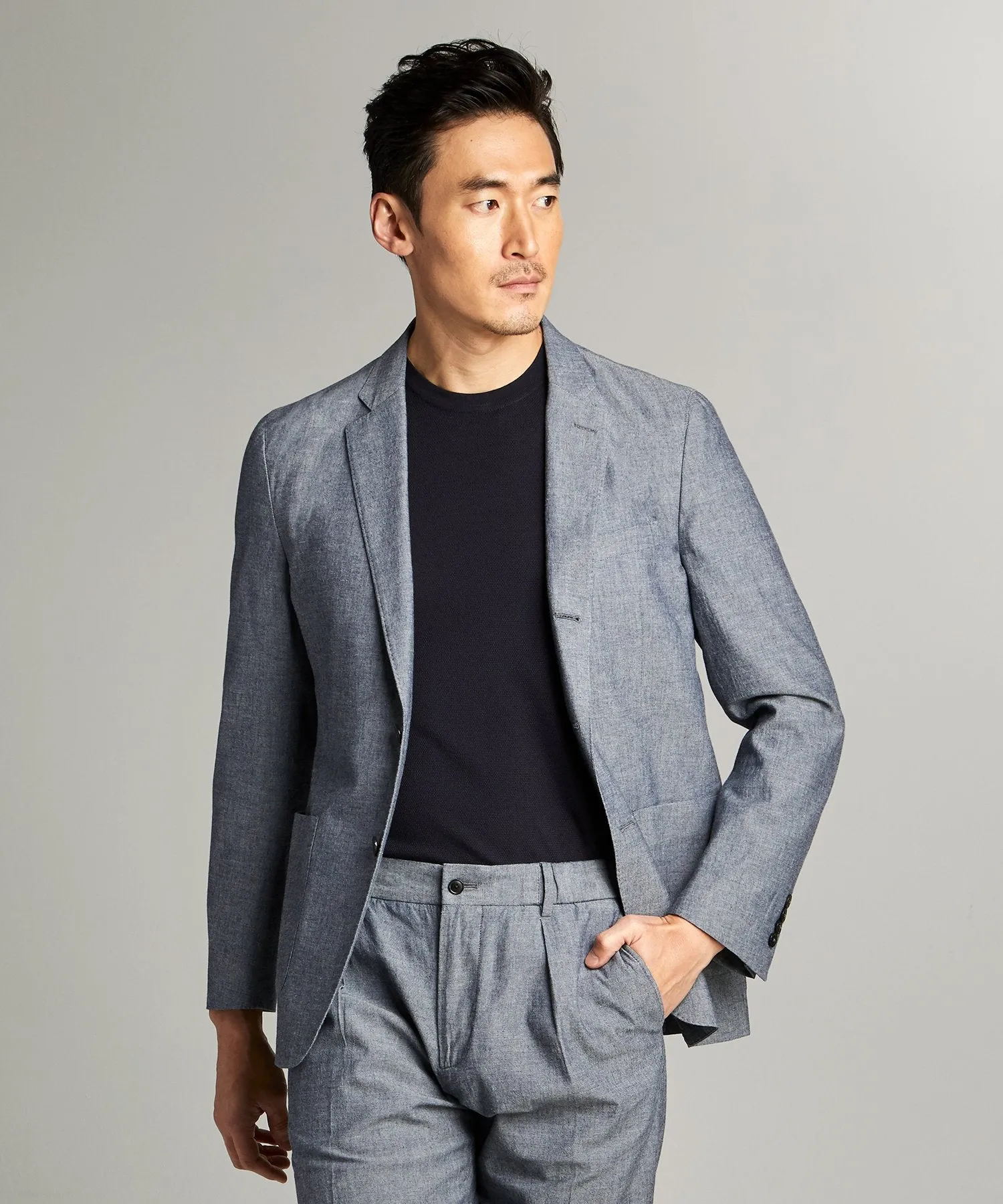 Chambray Traveler Suit in Indigo