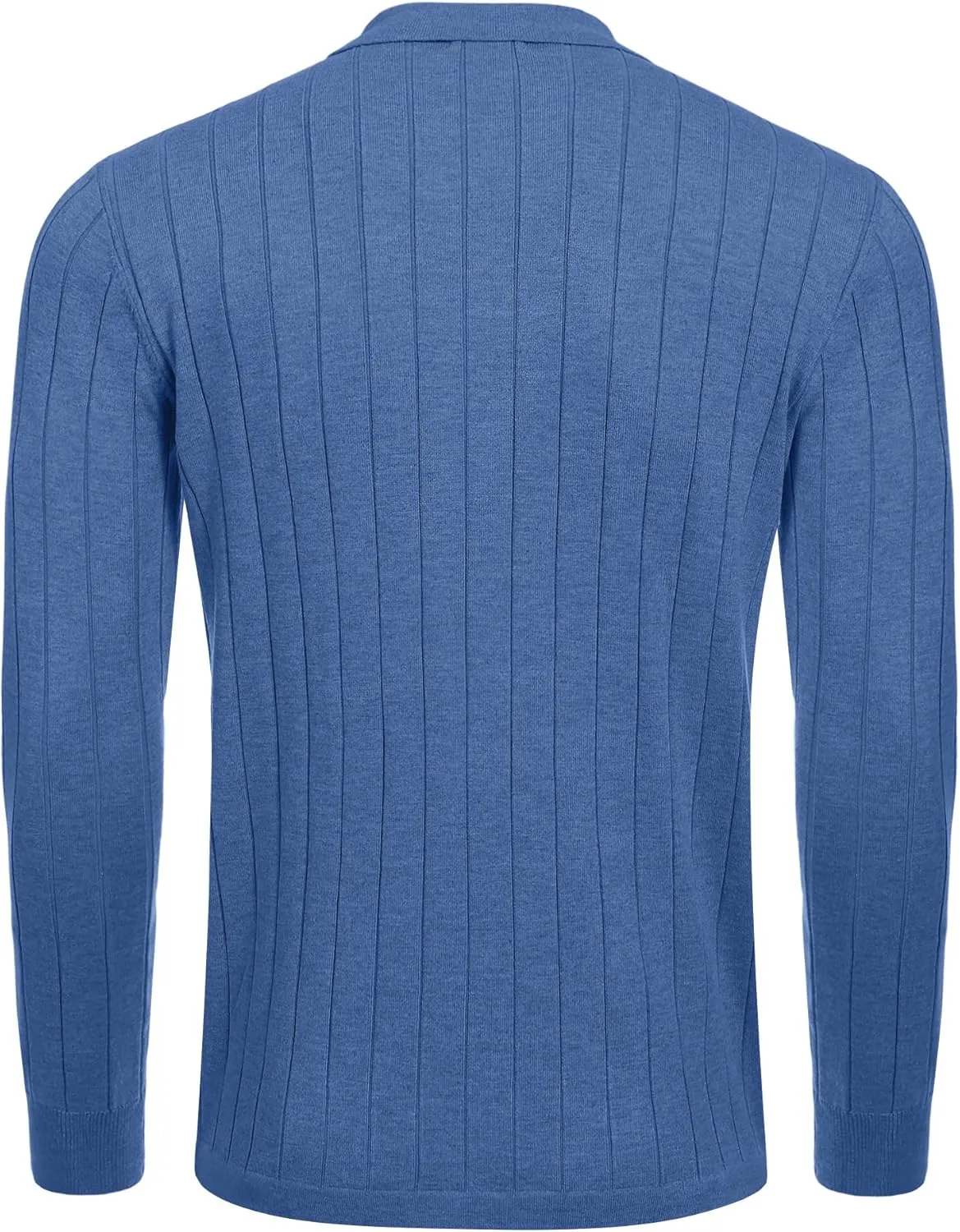 COOFANDY Men's Casual Knit Polo Shirts Long Sleeve Button Down Sweater Polo Ribbed Cardigan Sweater with Pocket