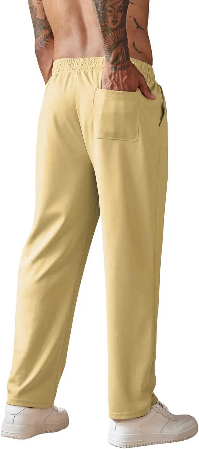 COOFANDY Men's Knit Sweatpants Lightweight Open Bottom Casual Pants Drawstring Jogger Yoga Pants with Pockets
