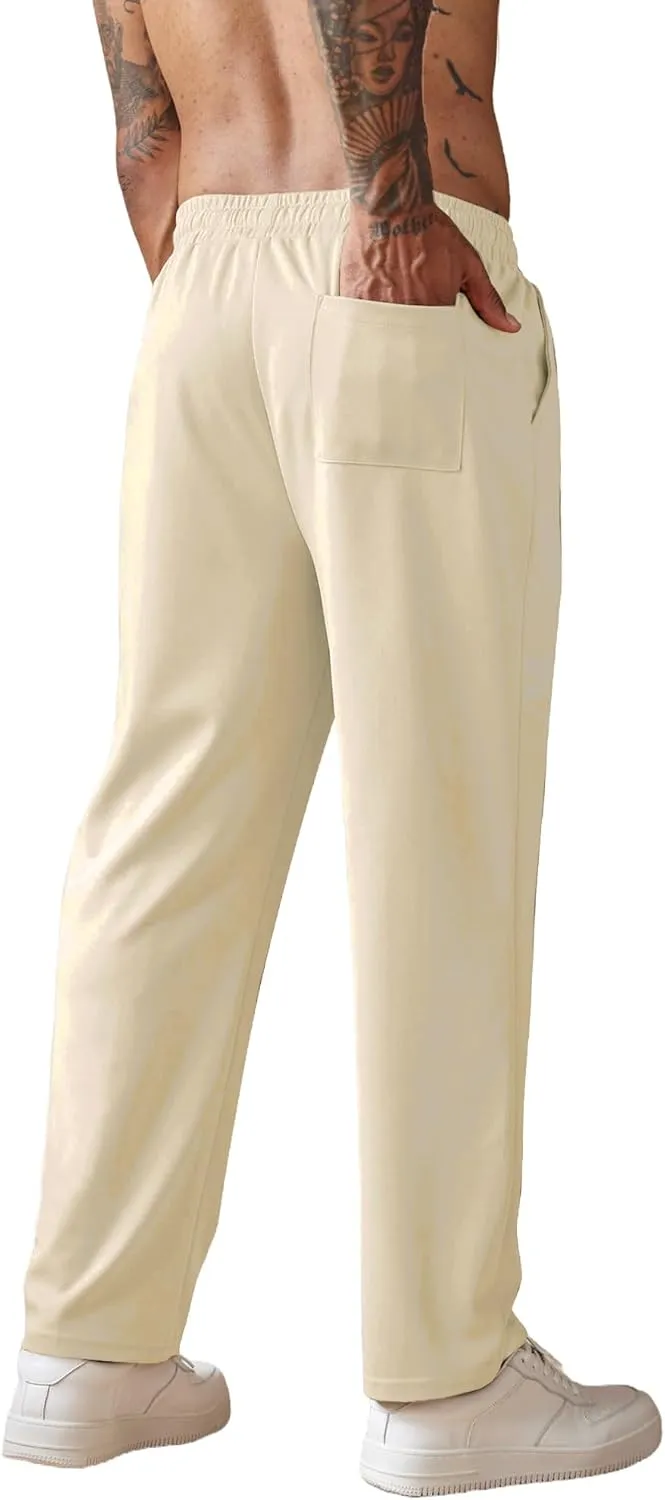 COOFANDY Men's Knit Sweatpants Lightweight Open Bottom Casual Pants Drawstring Jogger Yoga Pants with Pockets