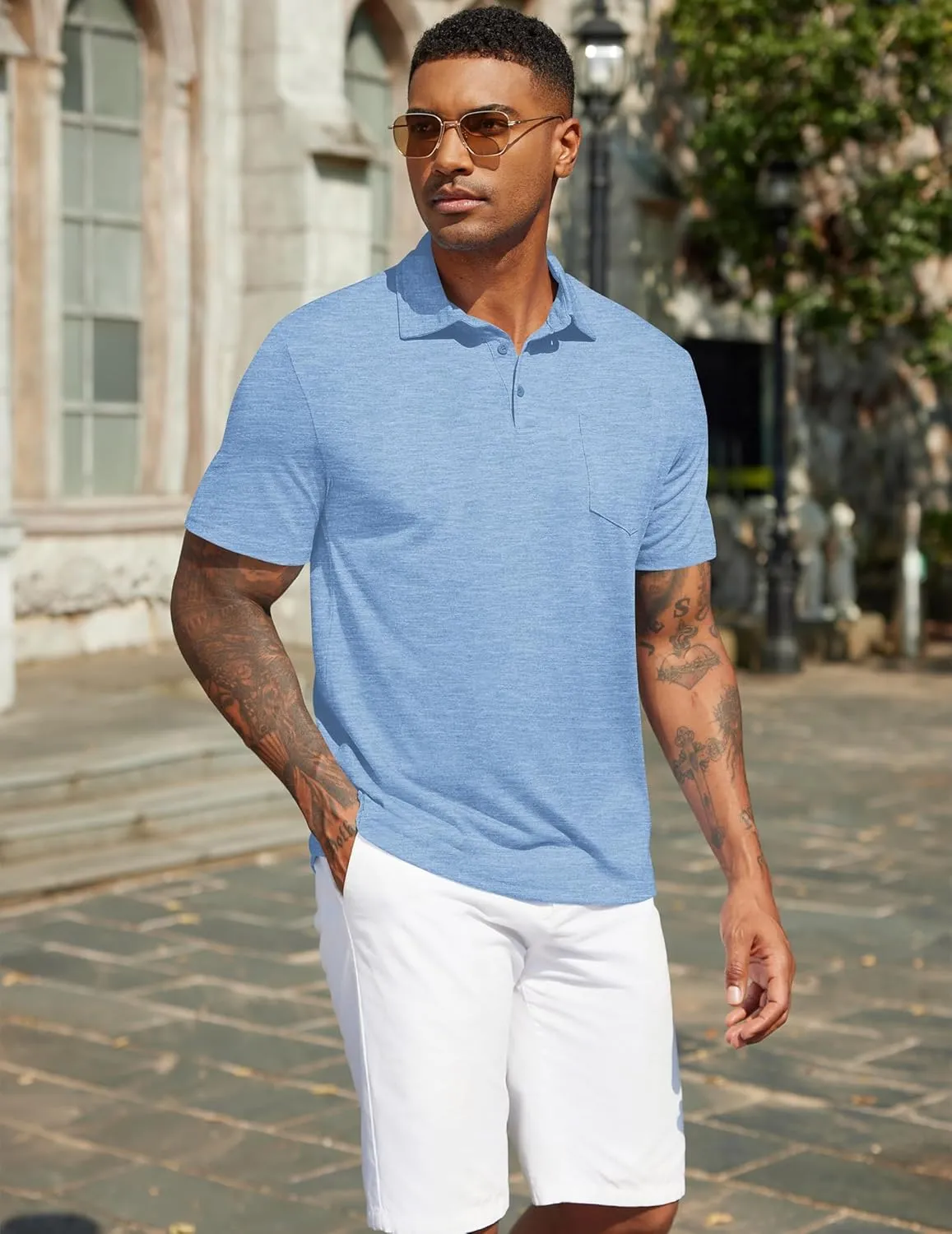 COOFANDY Mens Polo Shirts Short Sleeve Casual Golf Shirt Basic Solid Color Collared T-Shirt Stylish Summer Polo T Shirt