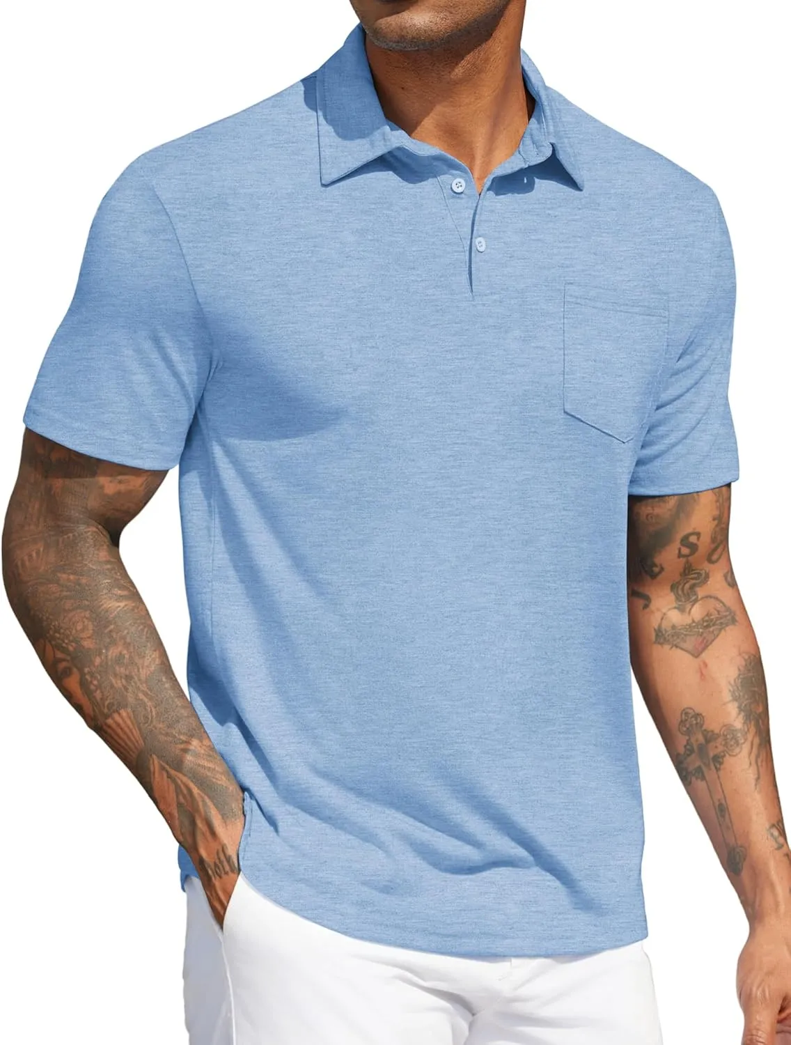 COOFANDY Mens Polo Shirts Short Sleeve Casual Golf Shirt Basic Solid Color Collared T-Shirt Stylish Summer Polo T Shirt