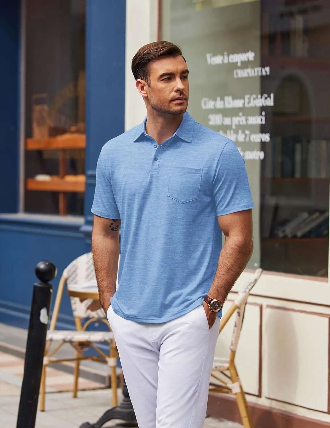 COOFANDY Mens Polo Shirts Short Sleeve Casual Golf Shirt Basic Solid Color Collared T-Shirt Stylish Summer Polo T Shirt
