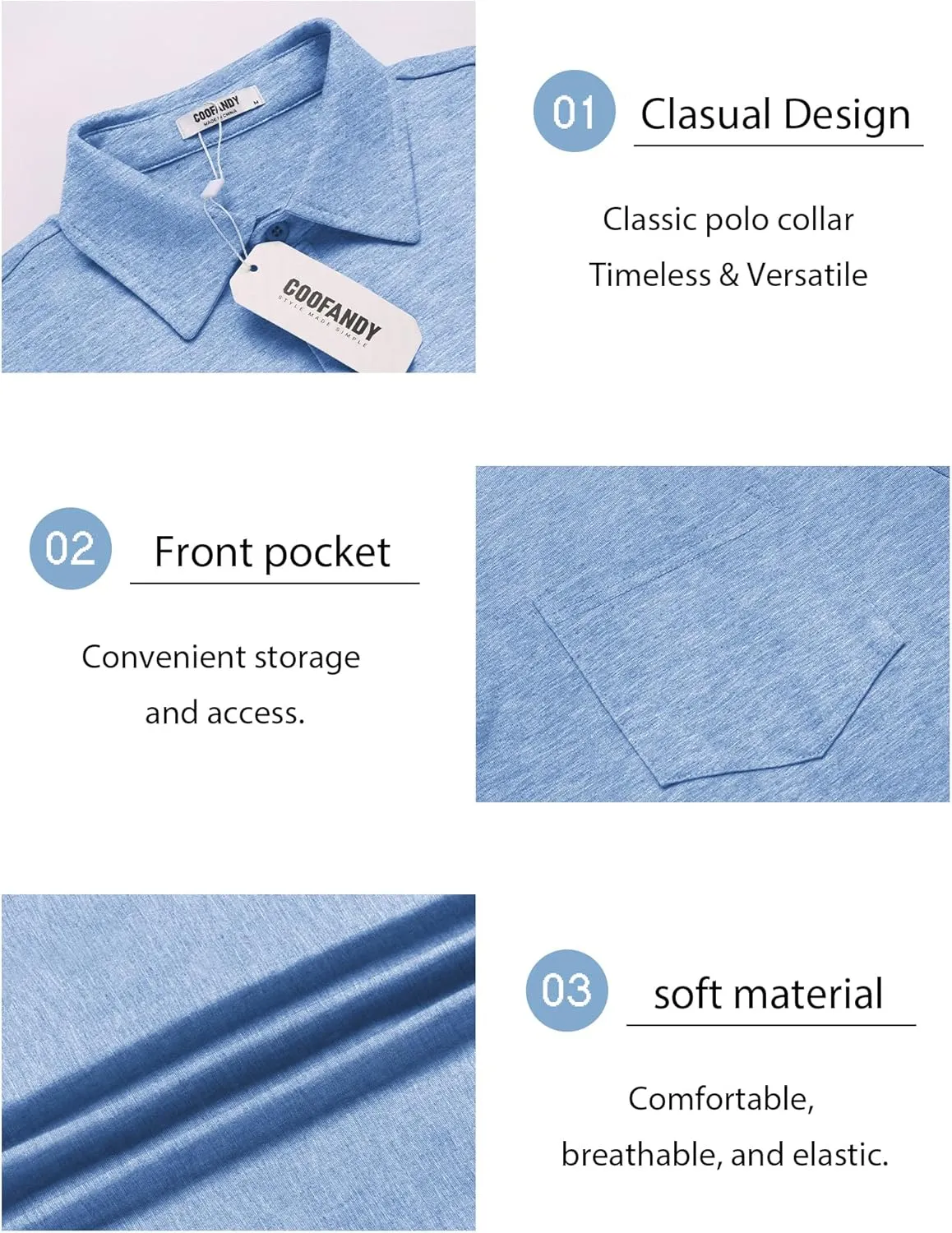 COOFANDY Mens Polo Shirts Short Sleeve Casual Golf Shirt Basic Solid Color Collared T-Shirt Stylish Summer Polo T Shirt