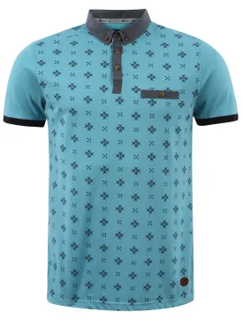 D-Code Class printed polo shirt in blue