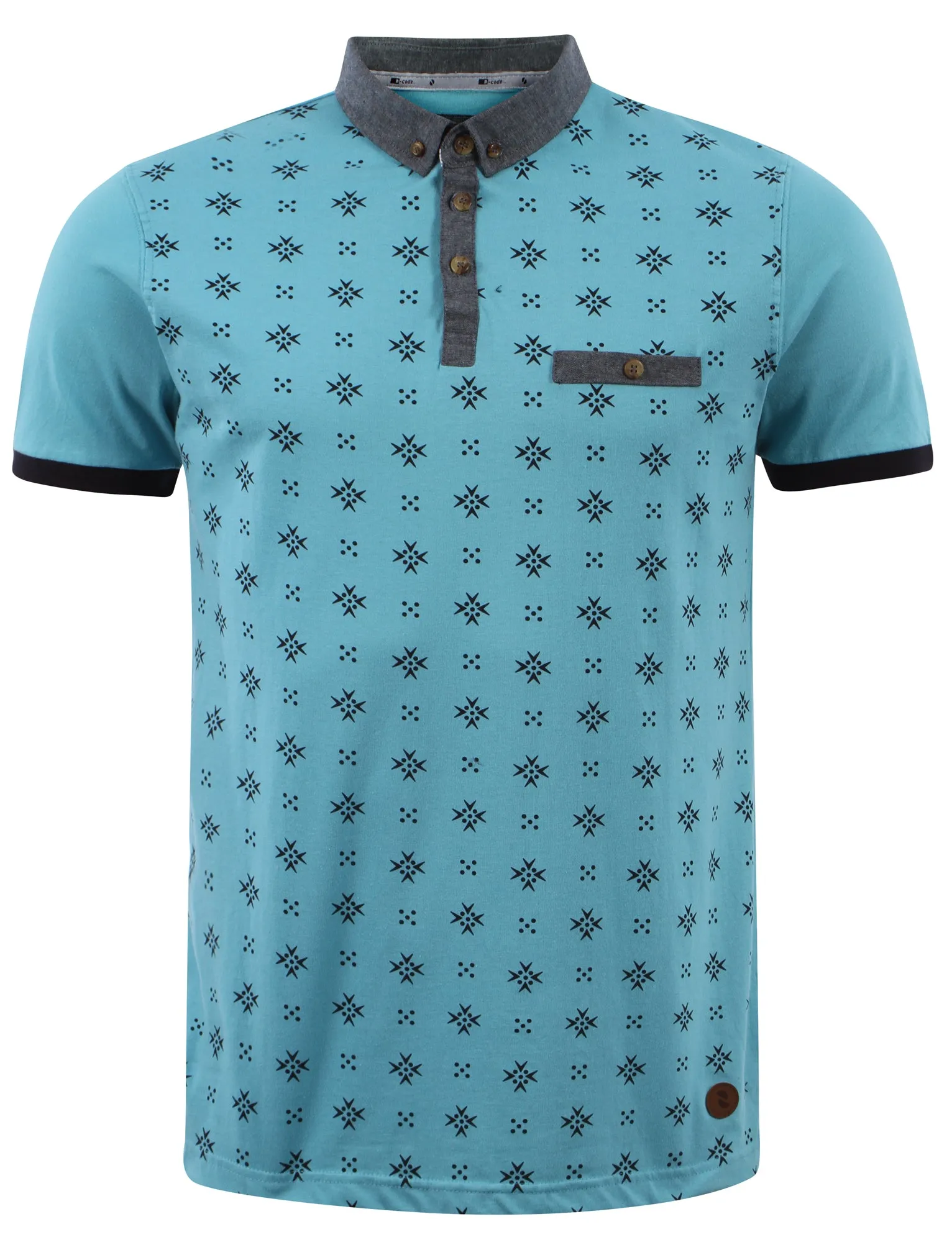 D-Code Class printed polo shirt in blue