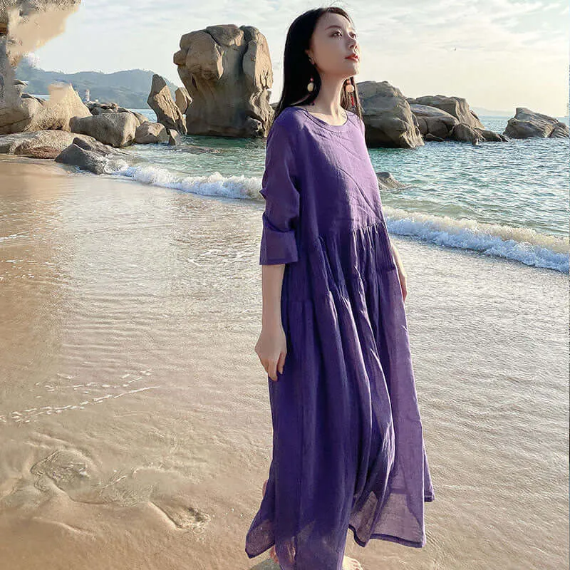 Elegant White Cotton Summer Midi Dress for Women