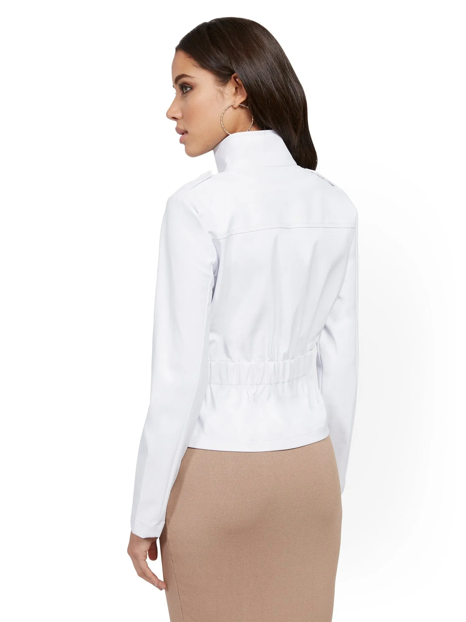 Faux-Leather Safari Jacket