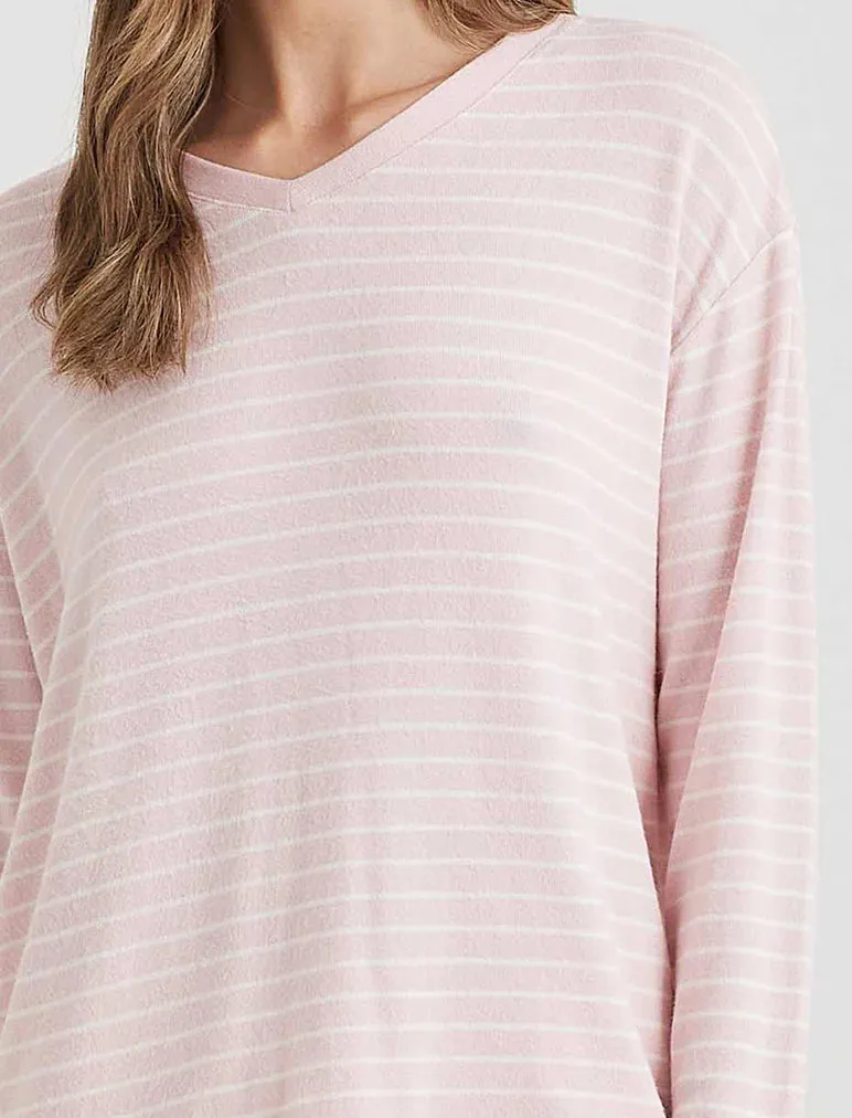 Feather Soft V-Neck Long Sleeve Top and Jogger Papinelle Pink/Cream