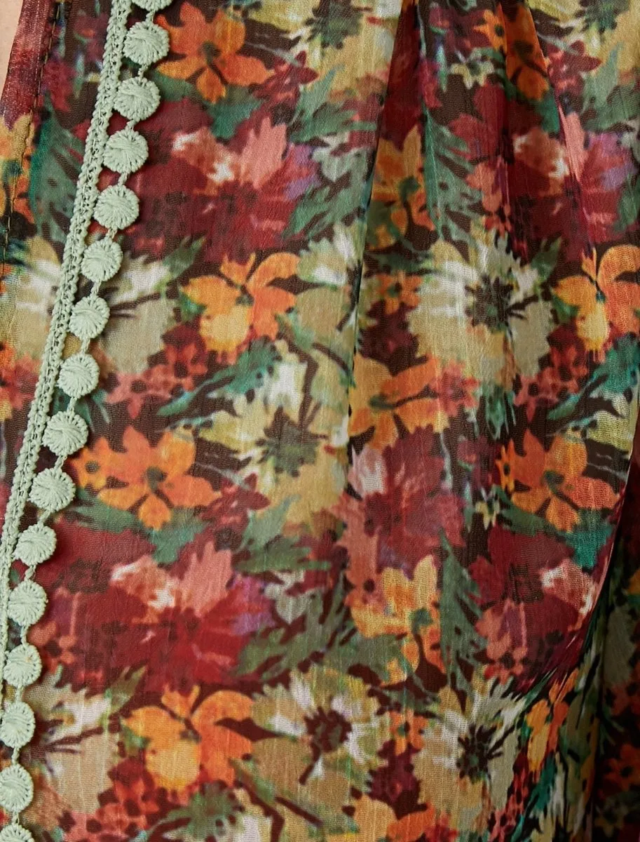 Floral Peplum Blouse in Green