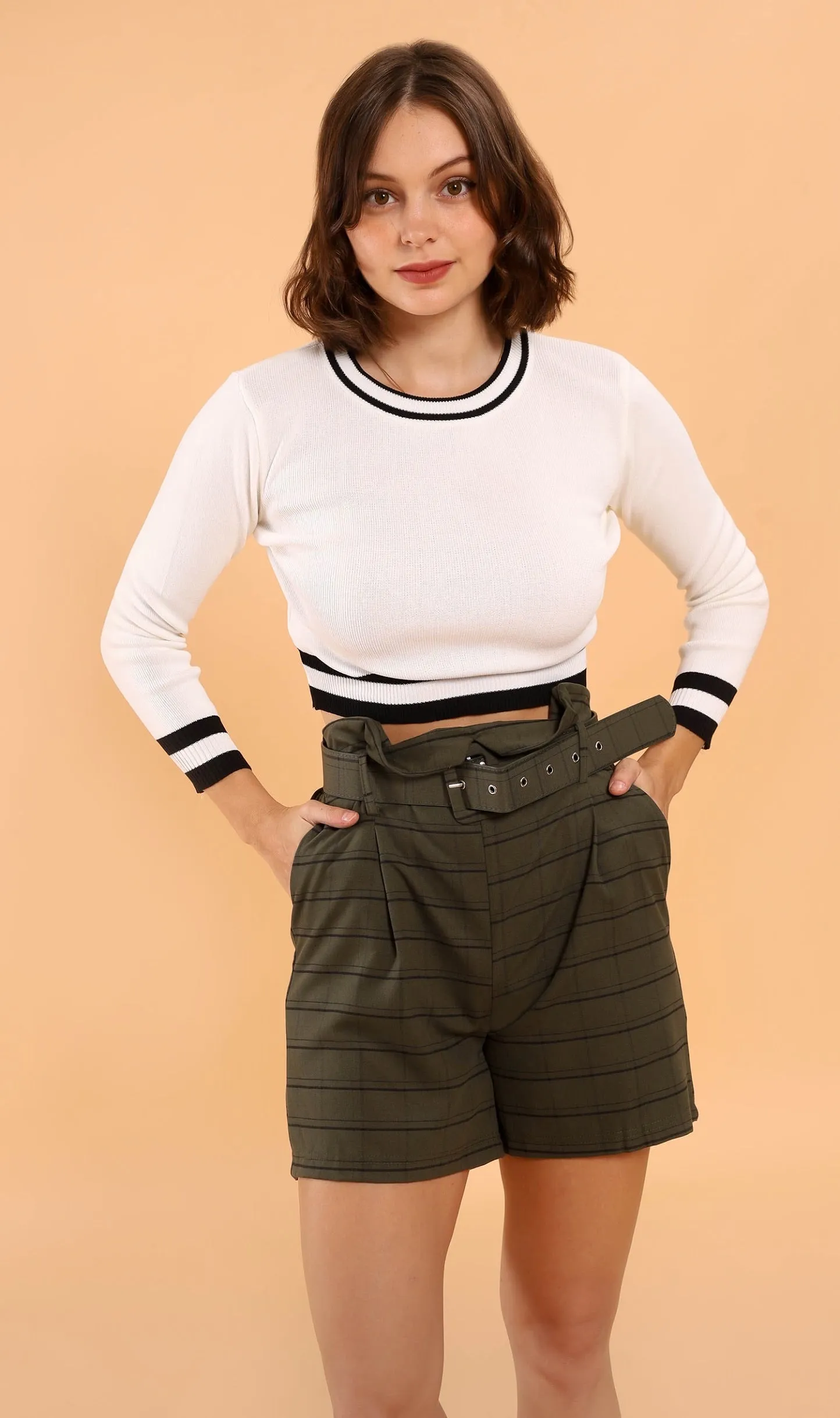 FRANKIE Belted Bermuda Shorts (Army Green)