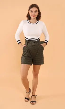 FRANKIE Belted Bermuda Shorts (Army Green)