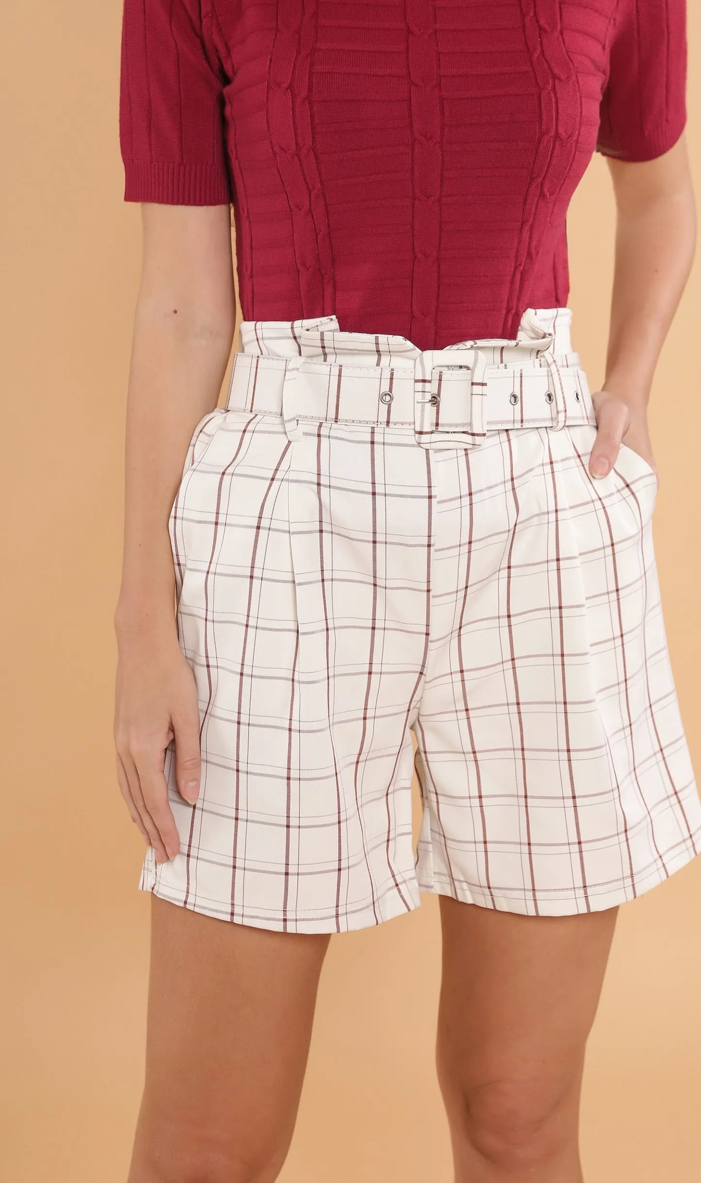 FRANKIE Belted Bermuda Shorts (White)
