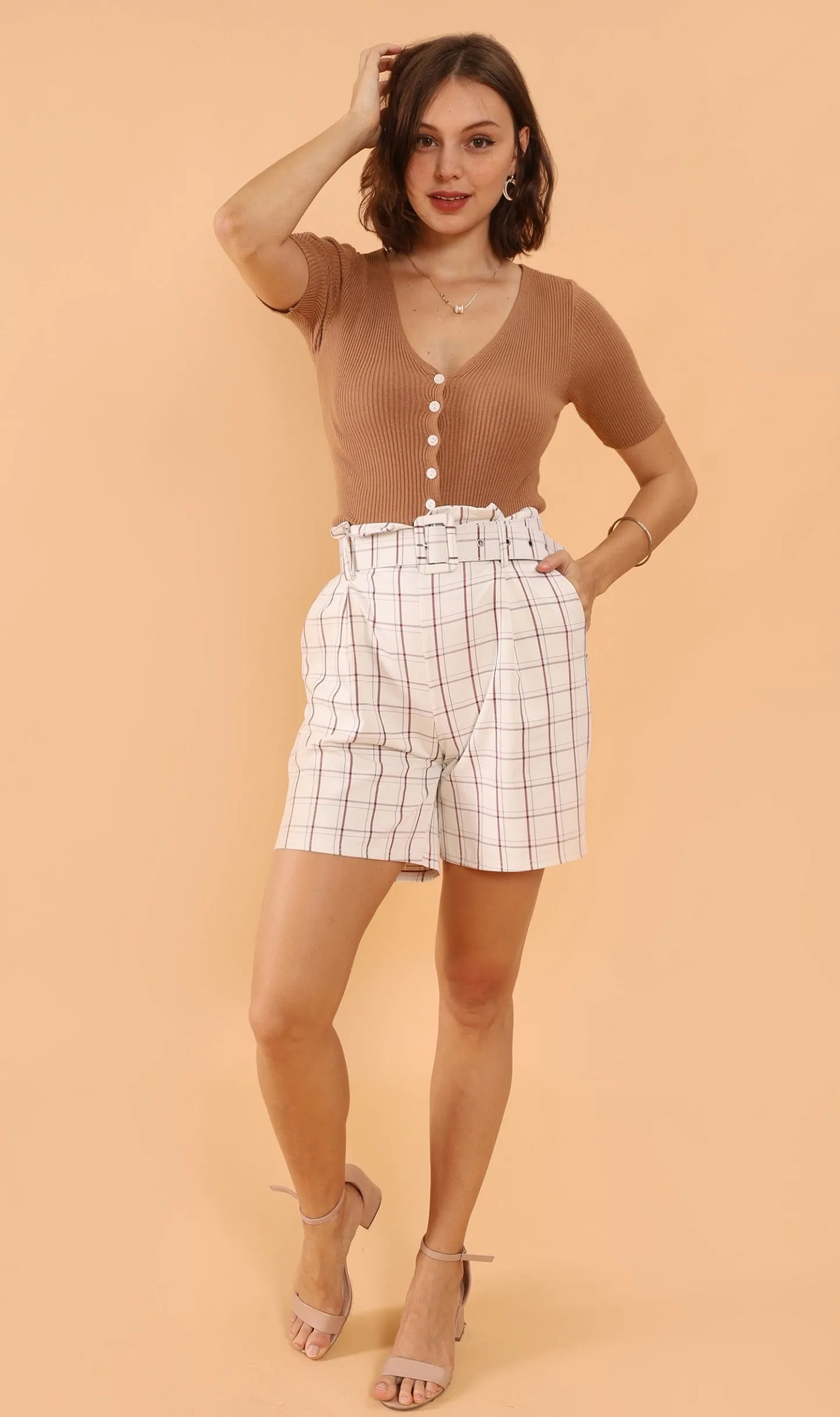 FRANKIE Belted Bermuda Shorts (White)