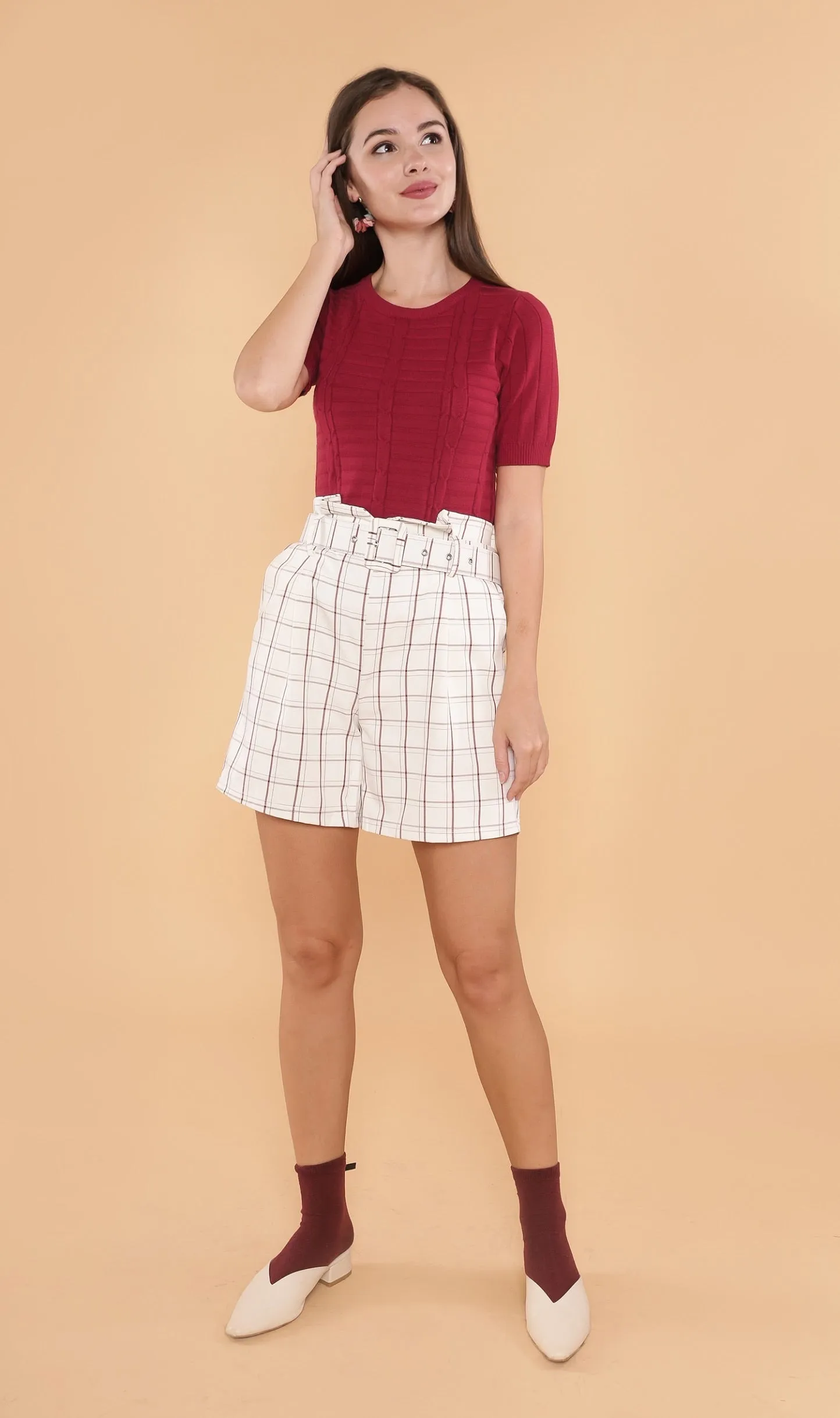 FRANKIE Belted Bermuda Shorts (White)