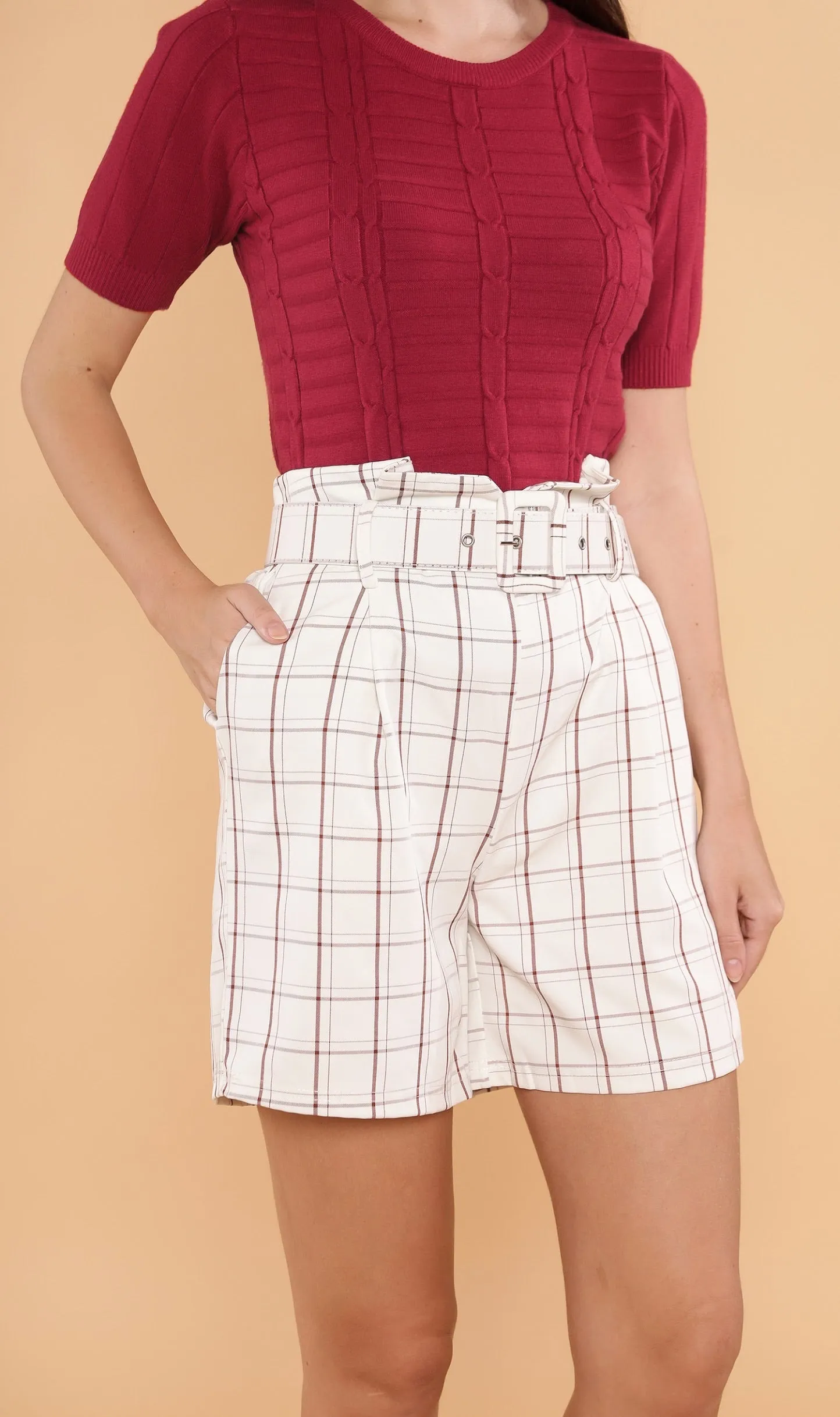 FRANKIE Belted Bermuda Shorts (White)