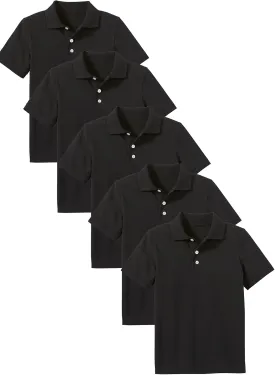 Galaxy by Harvic 5-Pack School Uniform Tagless Polo Tshirt for Little Boys & Big Boys