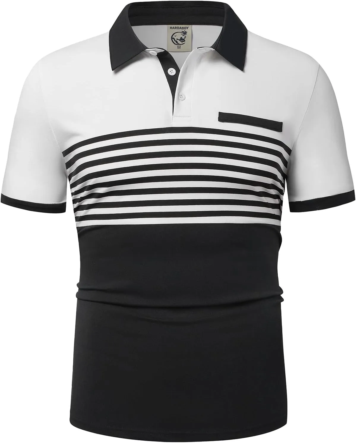 Hardaddy Men's Striped Polo Shirt Short Sleeve Casual Color Block Graphic Tee Collared Golf Shirts for Men