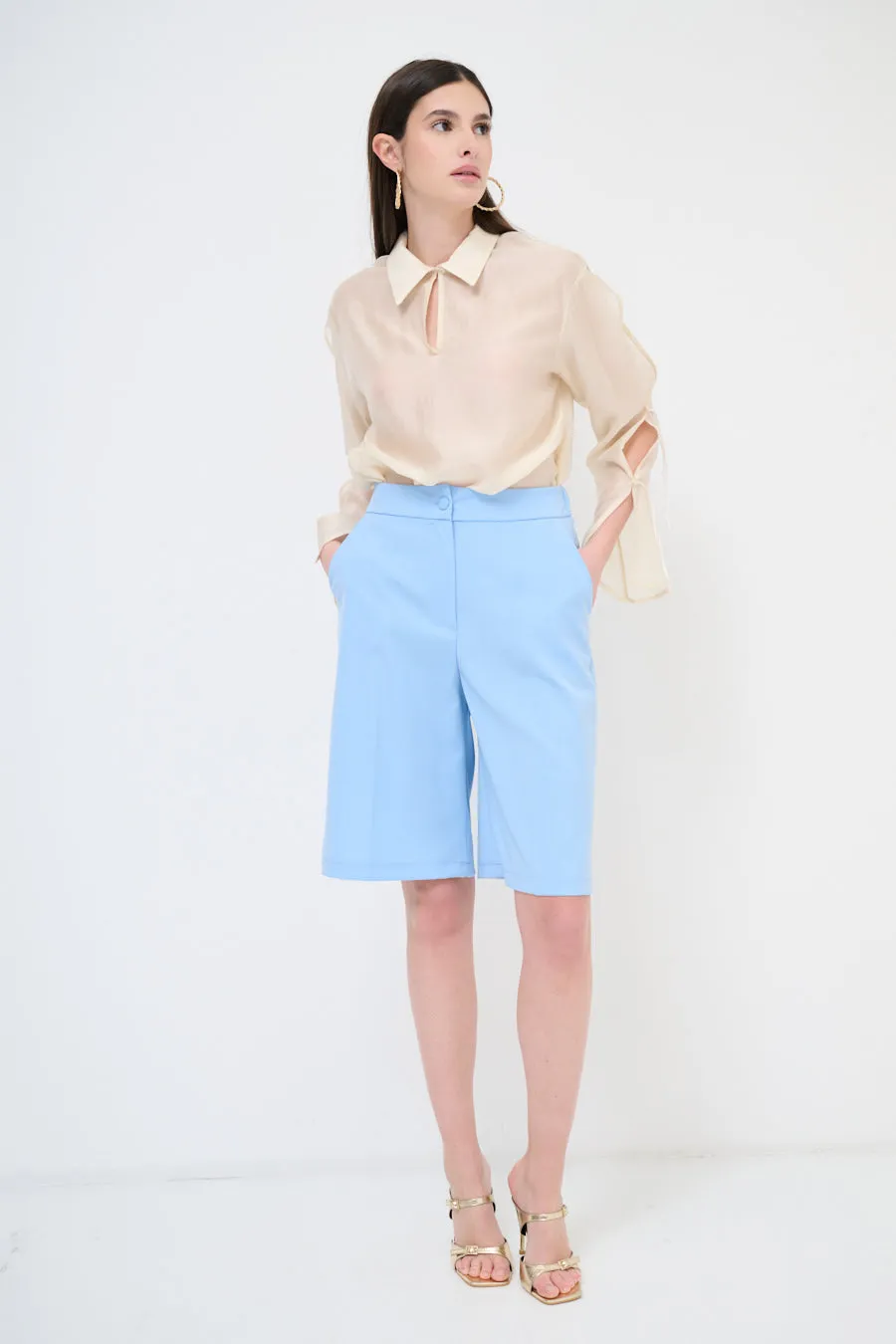 High-waisted tailored bermuda shorts wholesale