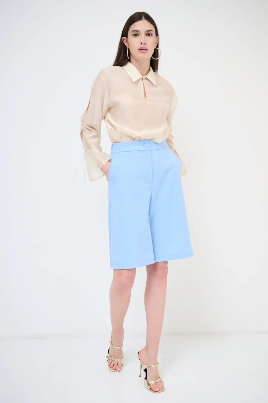 High-waisted tailored bermuda shorts wholesale