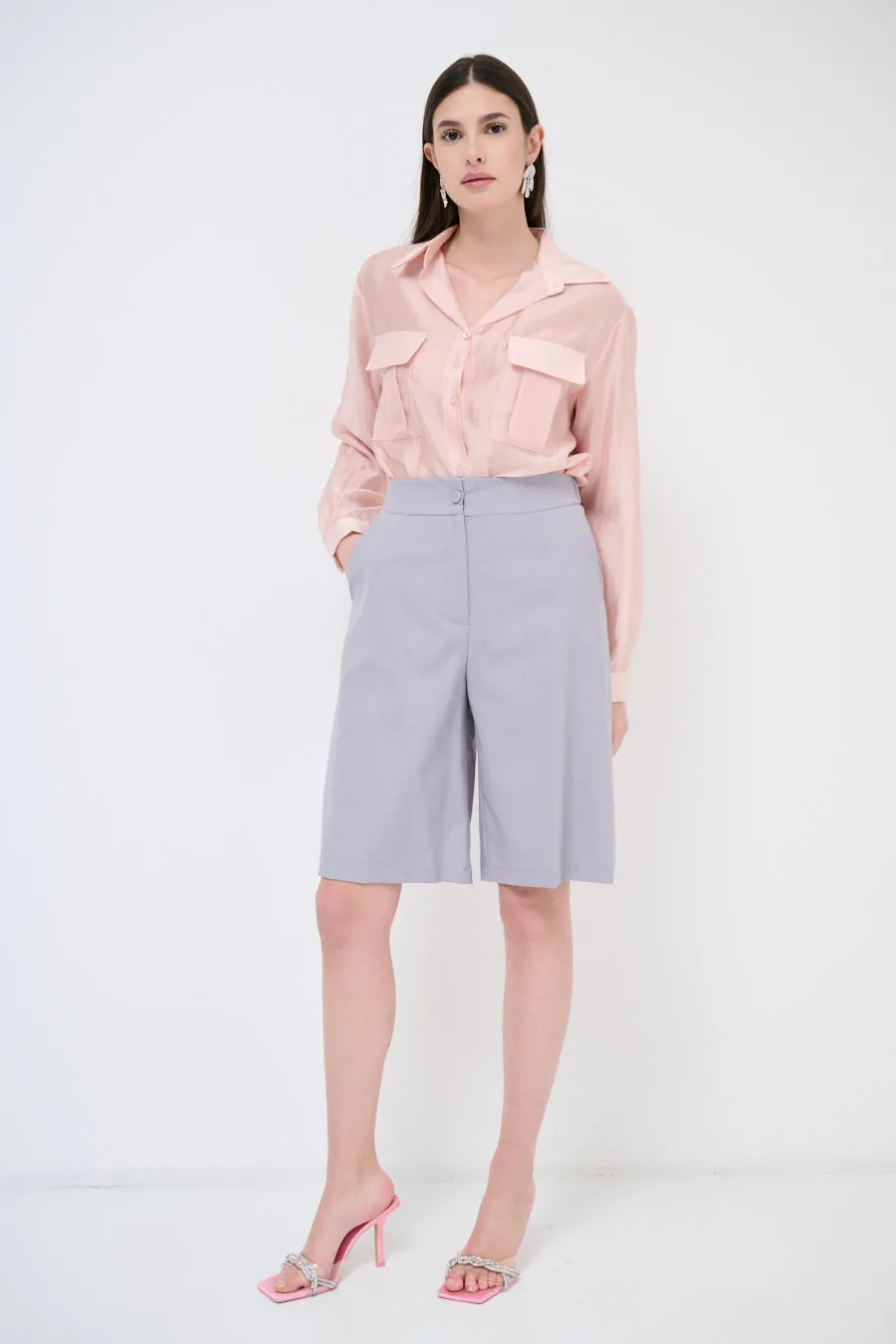 High-waisted tailored bermuda shorts wholesale