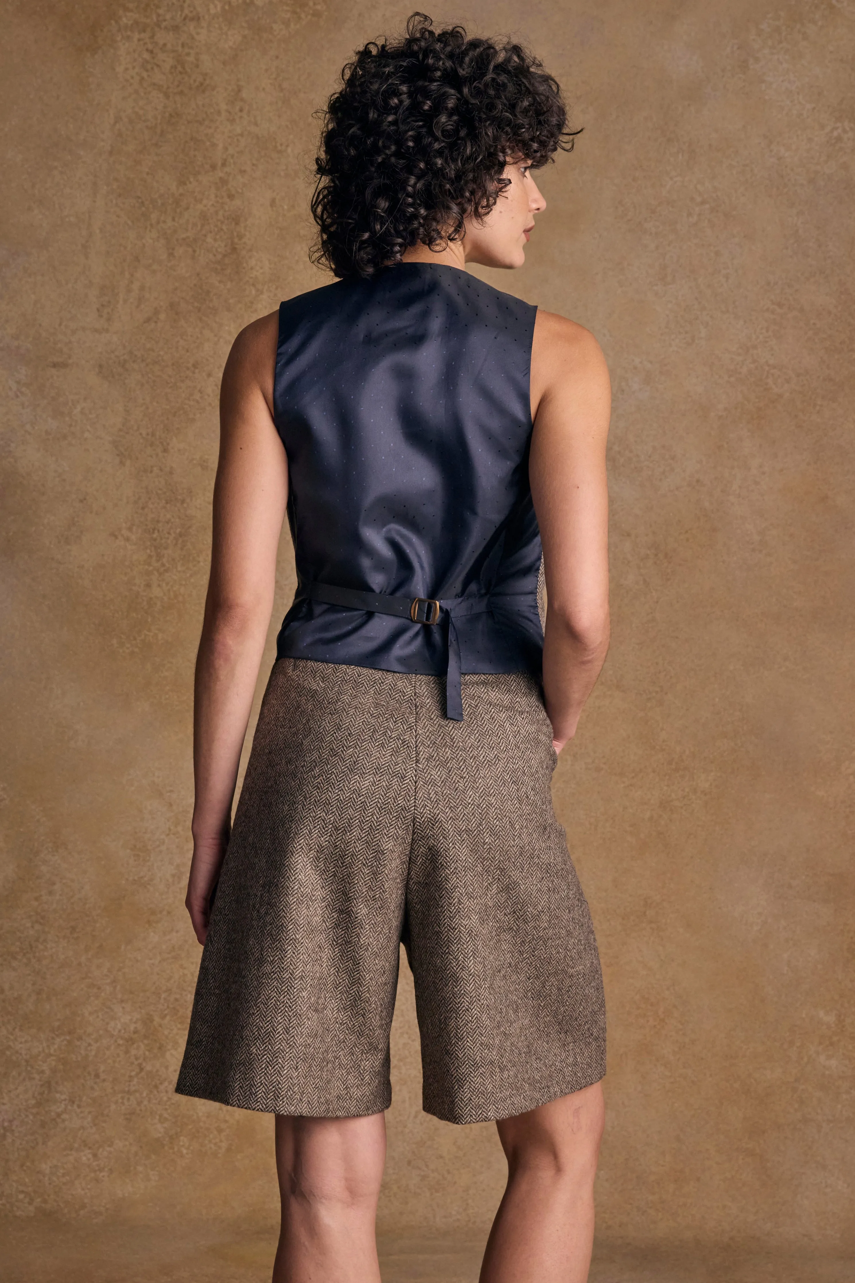 Jess Tweed Shorts - Light Tan Herringbone