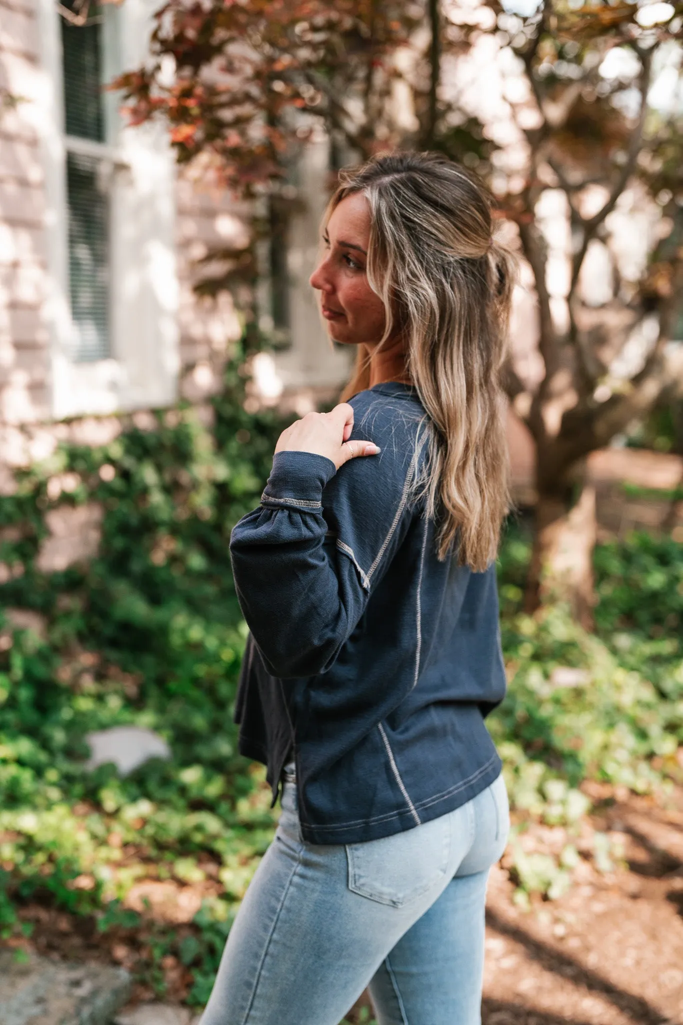 Keeping It Cozy Long Sleeve Henley Top - Navy