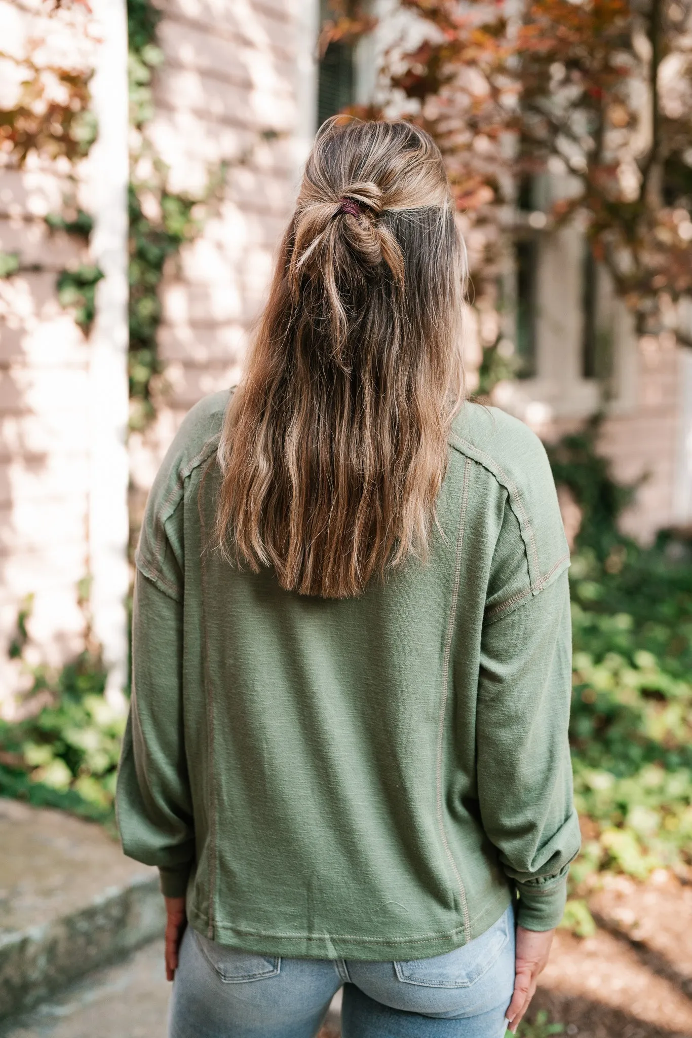 Keeping It Cozy Long Sleeve Henley Top - Olive