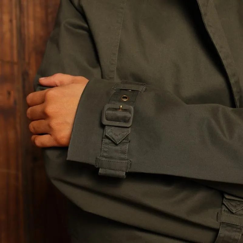 Kingsley Simons Town Cropped Trench Jacket - Fatigue