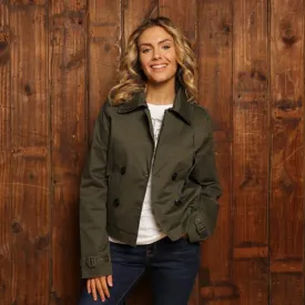 Kingsley Simons Town Cropped Trench Jacket - Fatigue
