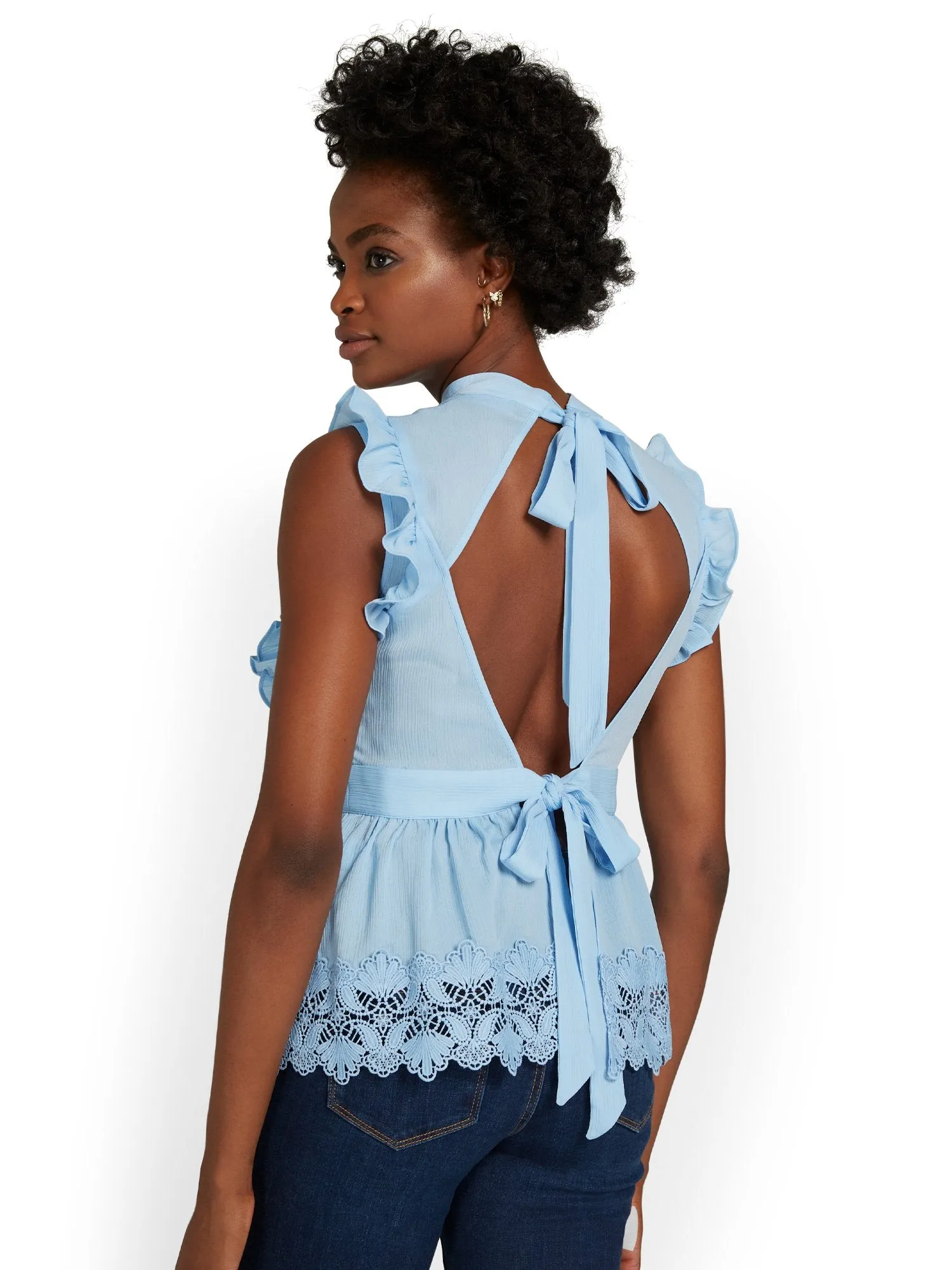 Lace Peplum Blouse - Lily & Cali
