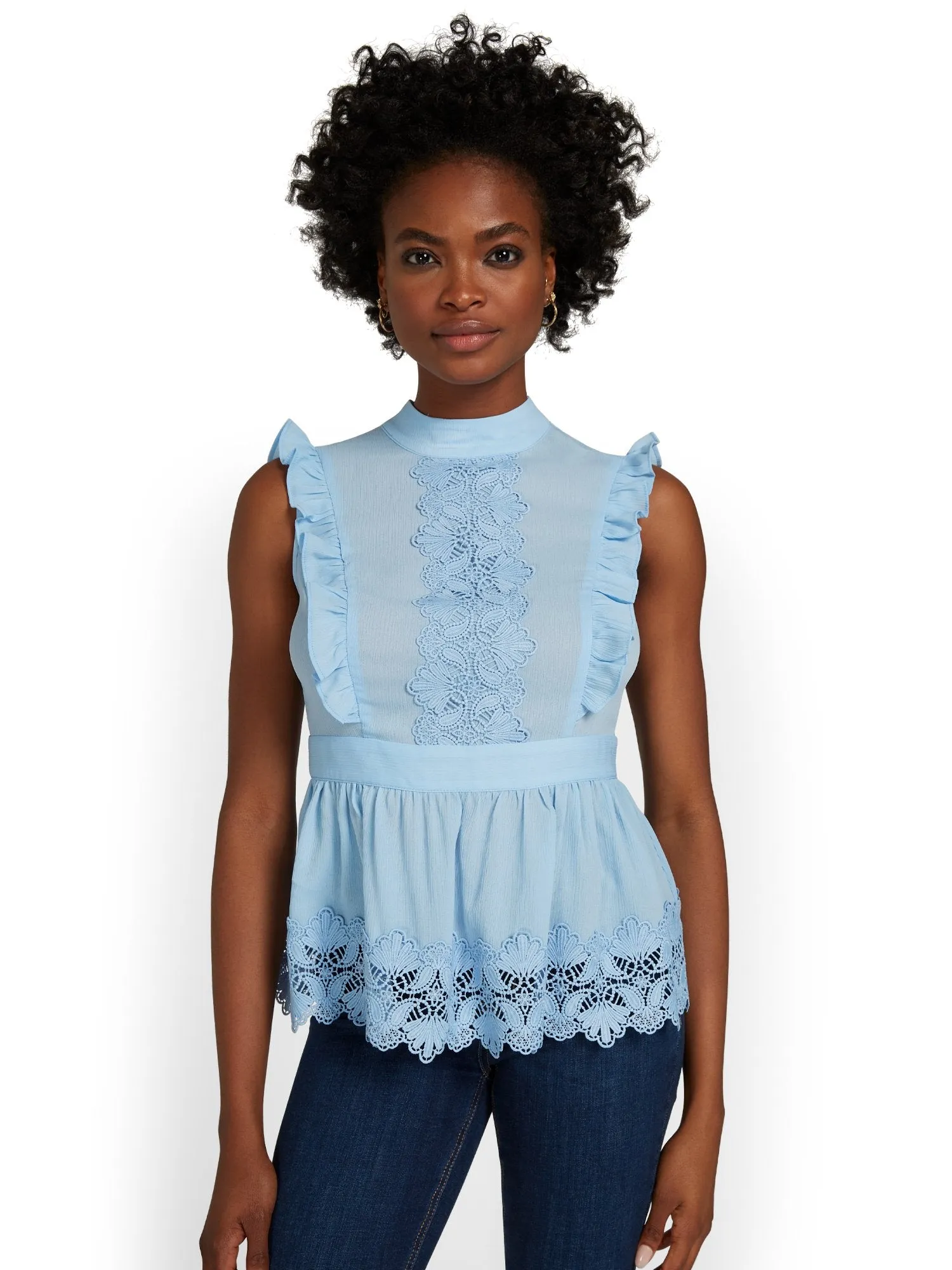 Lace Peplum Blouse - Lily & Cali