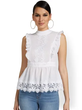 Lace Peplum Blouse - Lily & Cali