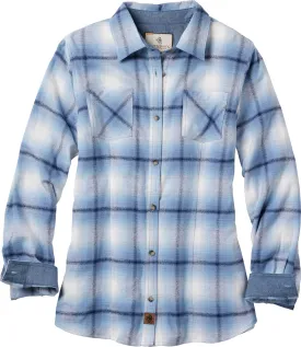 Legendary Whitetails Womens Cottage Escape Flannel Long Sleeve Plaid and Solid Color Clothes, Fitted Button Down