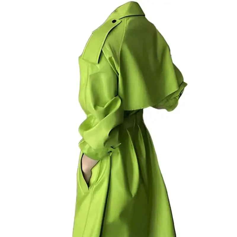 Long Bright Trench Belt Loose Coat