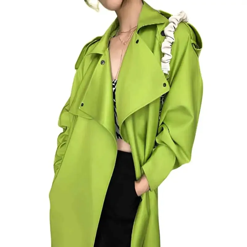 Long Bright Trench Belt Loose Coat